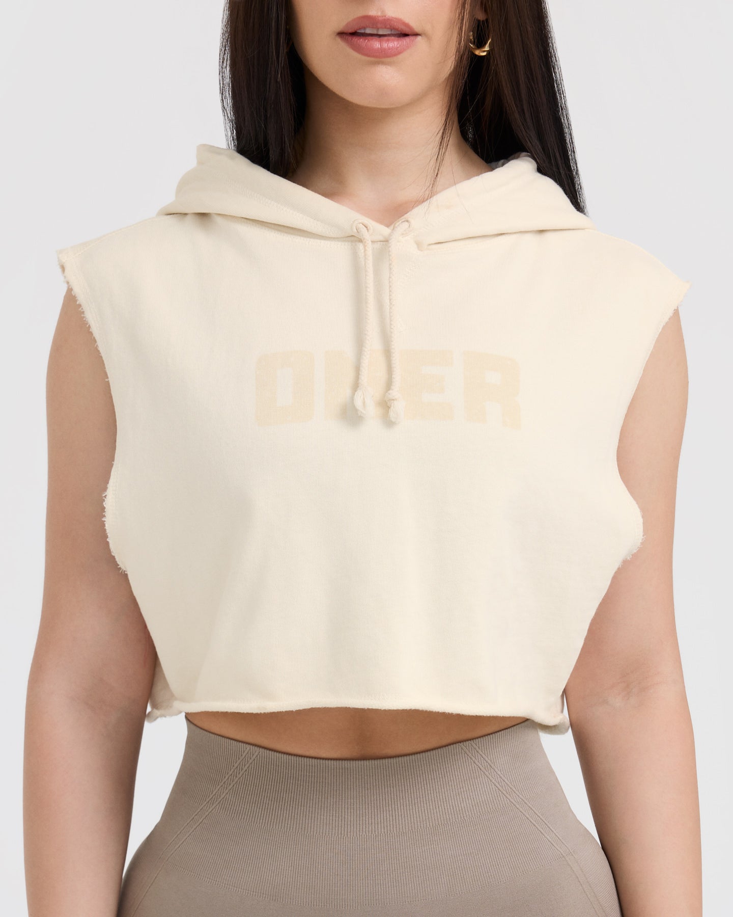 Raw Lounge Sleeveless Crop Hoodie | Off White - Image 4