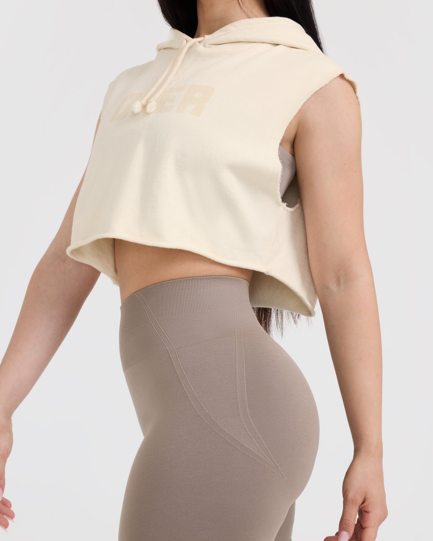Raw Lounge Sleeveless Crop Hoodie | Off White - Image 5