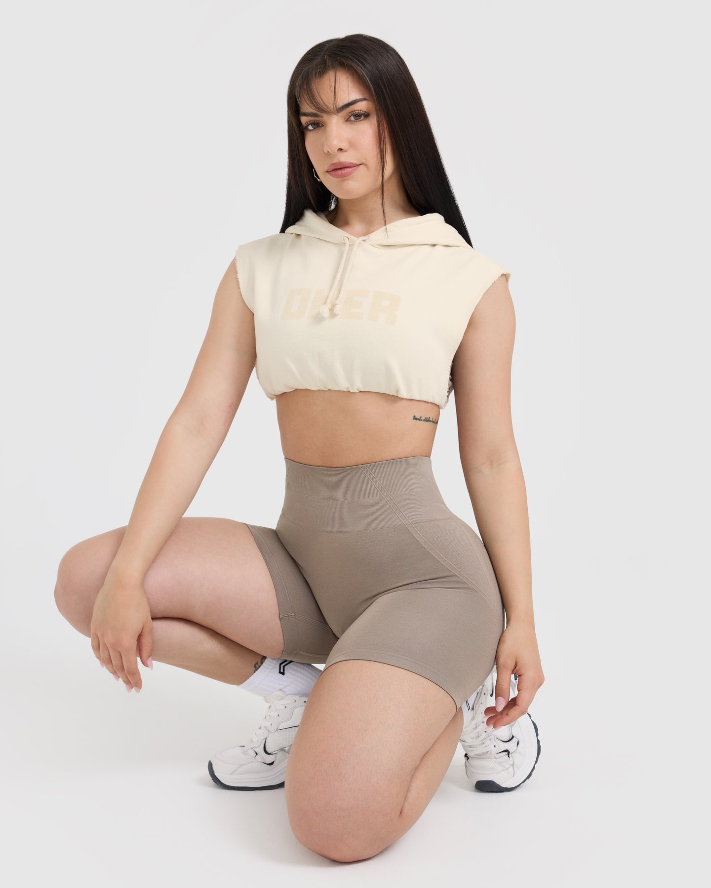 Raw Lounge Sleeveless Crop Hoodie | Off White - Image 6