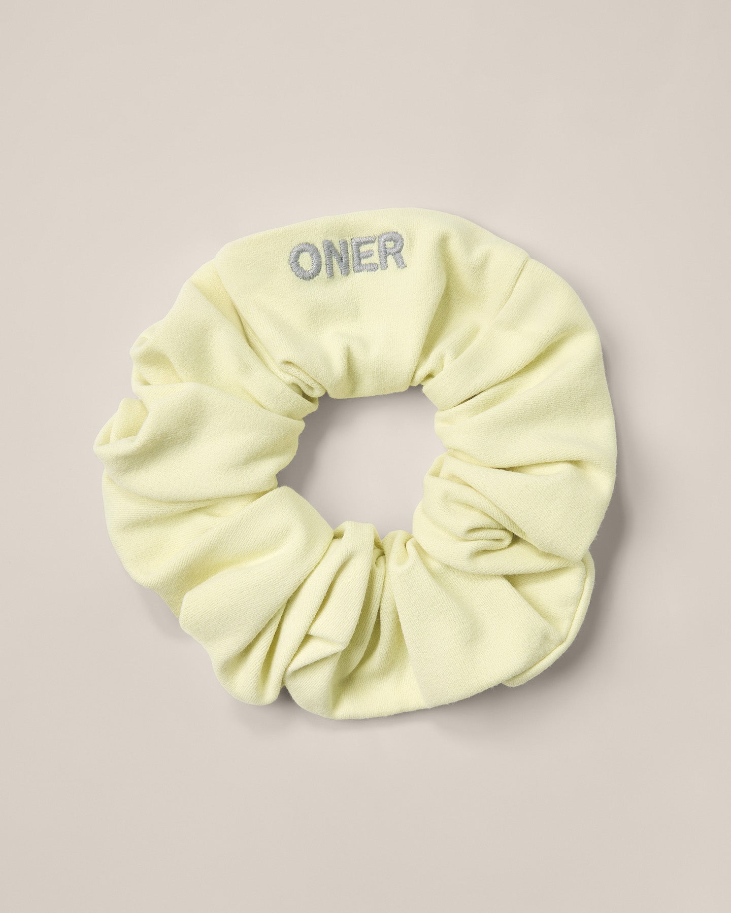SoftMotion Scrunchie with Grey Logo | Pastel Yellow - Image 4