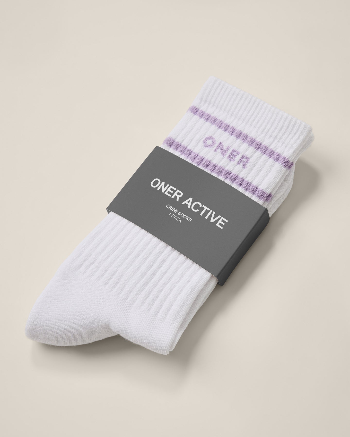 Varsity Stripe Long Crew Socks 1 Pack | Lavender Purple - Image 5