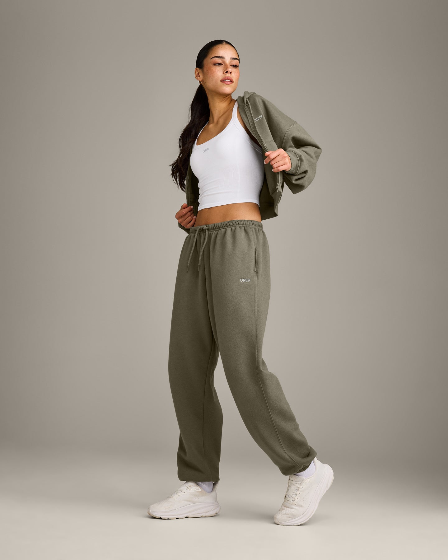 Foundations All Season Cropped Zip Through Hoodie | Alpine Green - Image 3
