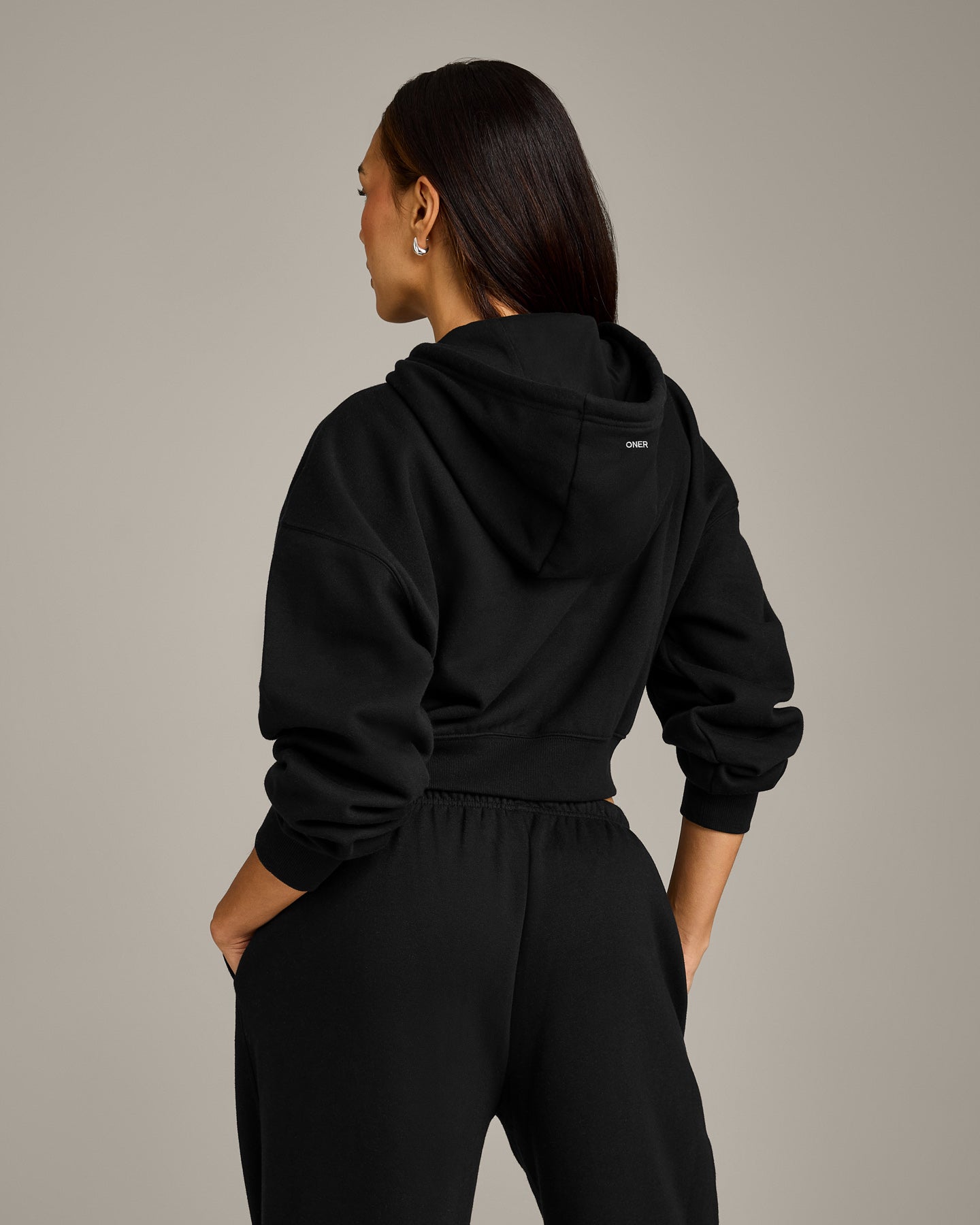 Foundations All Season Cropped Zip Through Hoodie | Black - Image 4