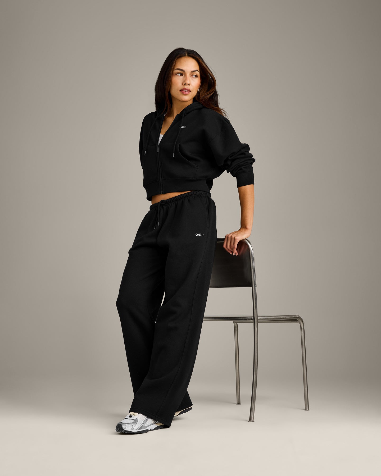 Foundations All Season Cropped Zip Through Hoodie | Black - Image 3