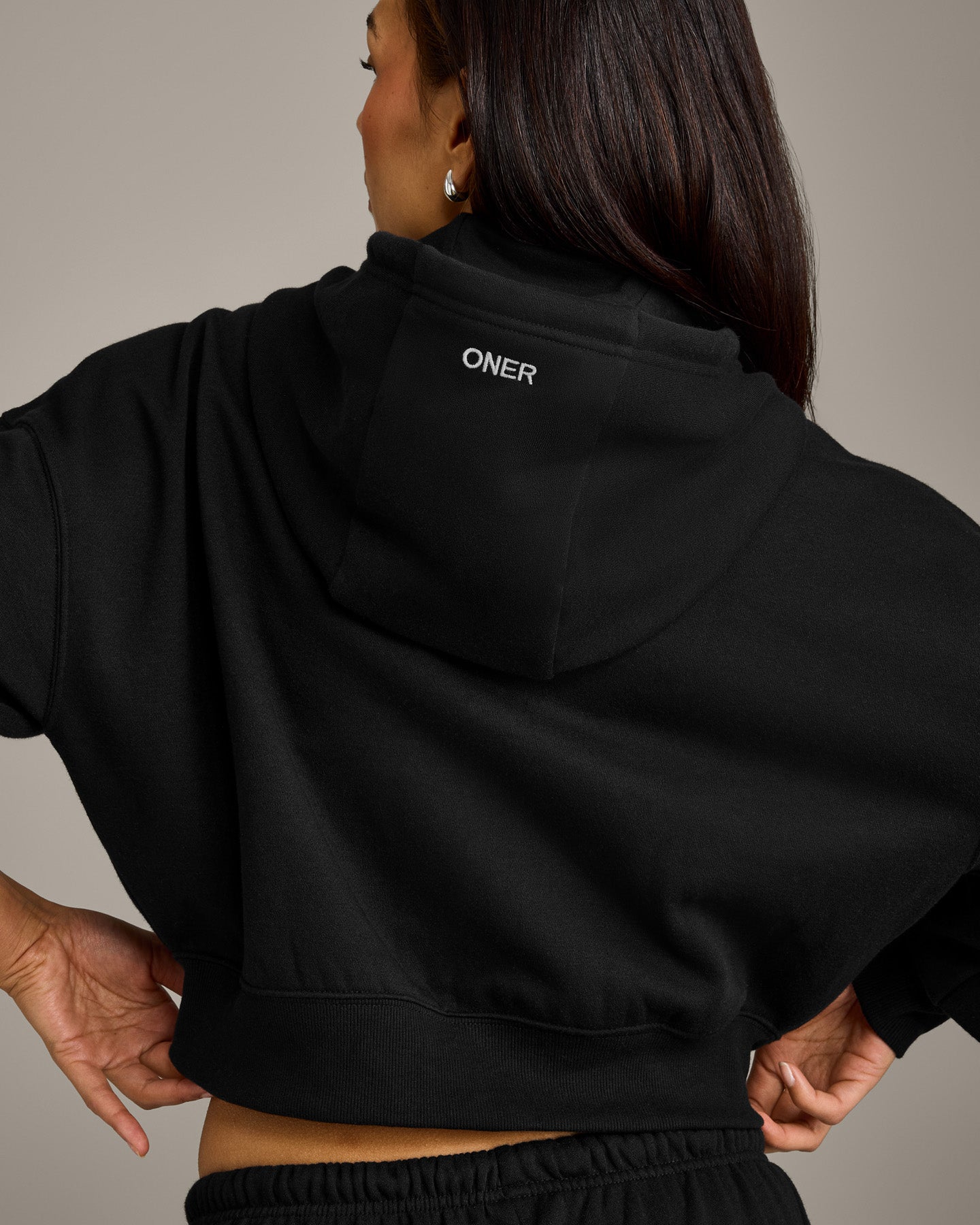 Foundations All Season Cropped Zip Through Hoodie | Black - Image 6