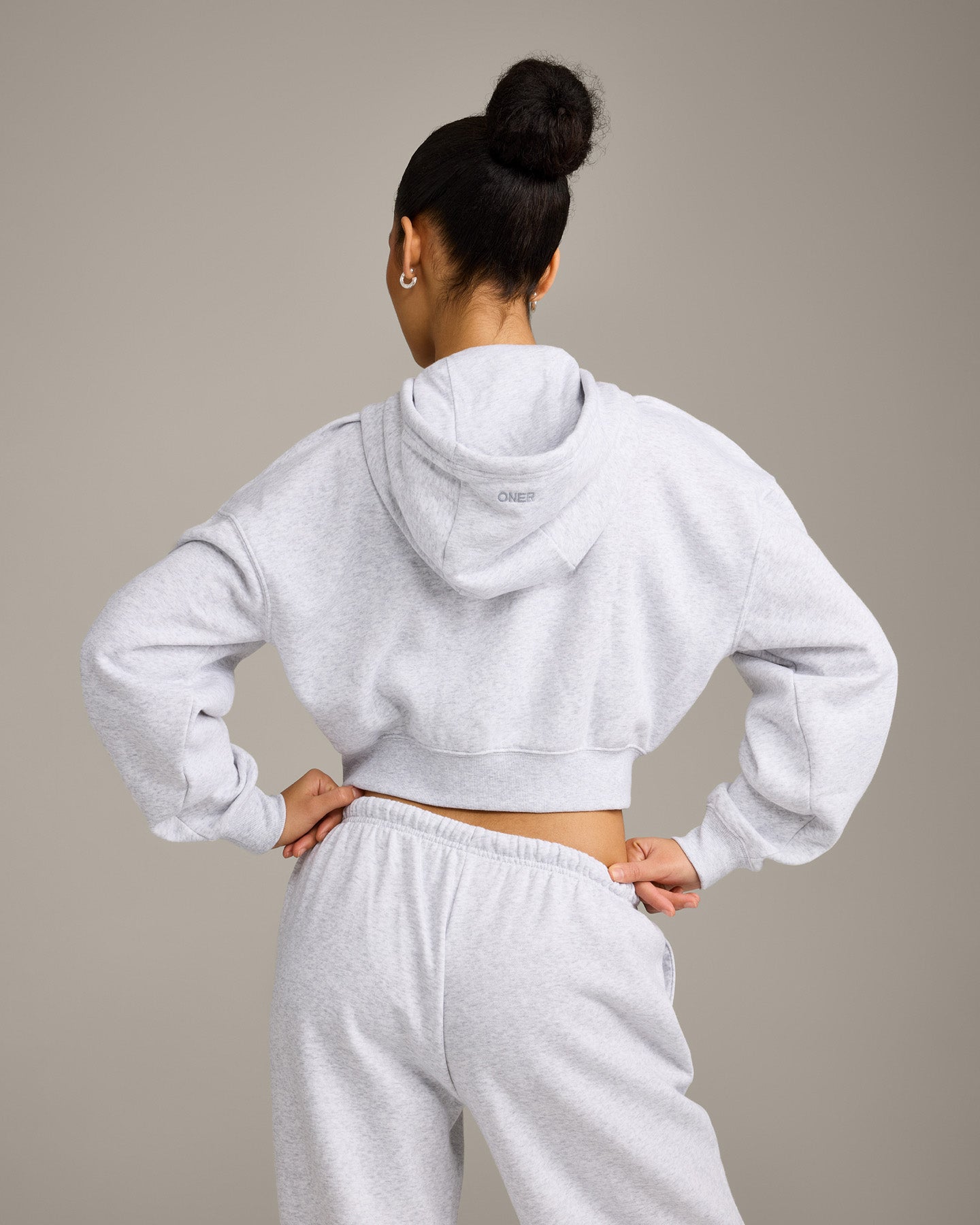 Foundations All Season Cropped Zip Through Hoodie | Grey Marl - Image 6