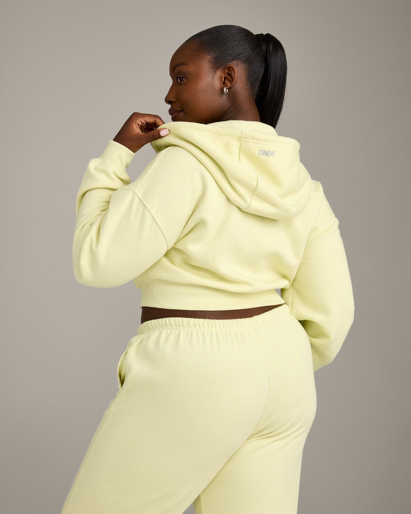 Foundations All Season Cropped Zip Through Hoodie | Pastel Yellow - Image 5