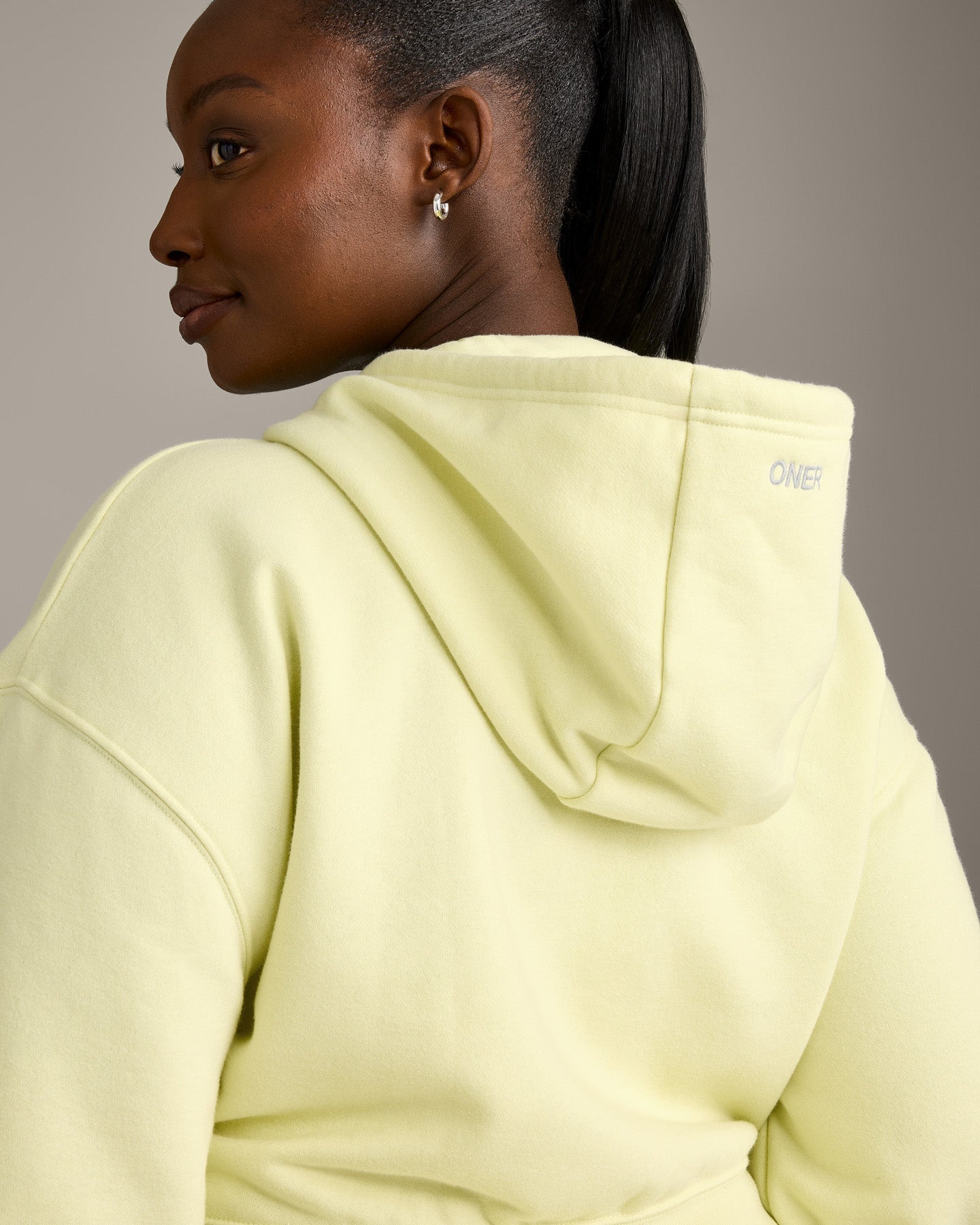 Alternative view of Foundations All Season Cropped Zip Through Hoodie | Pastel Yellow
