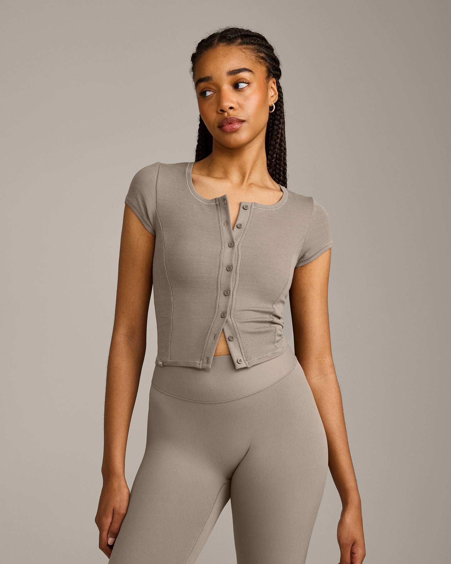 Mellow Rib Mid Short Sleeve Cardigan | Warm Minky