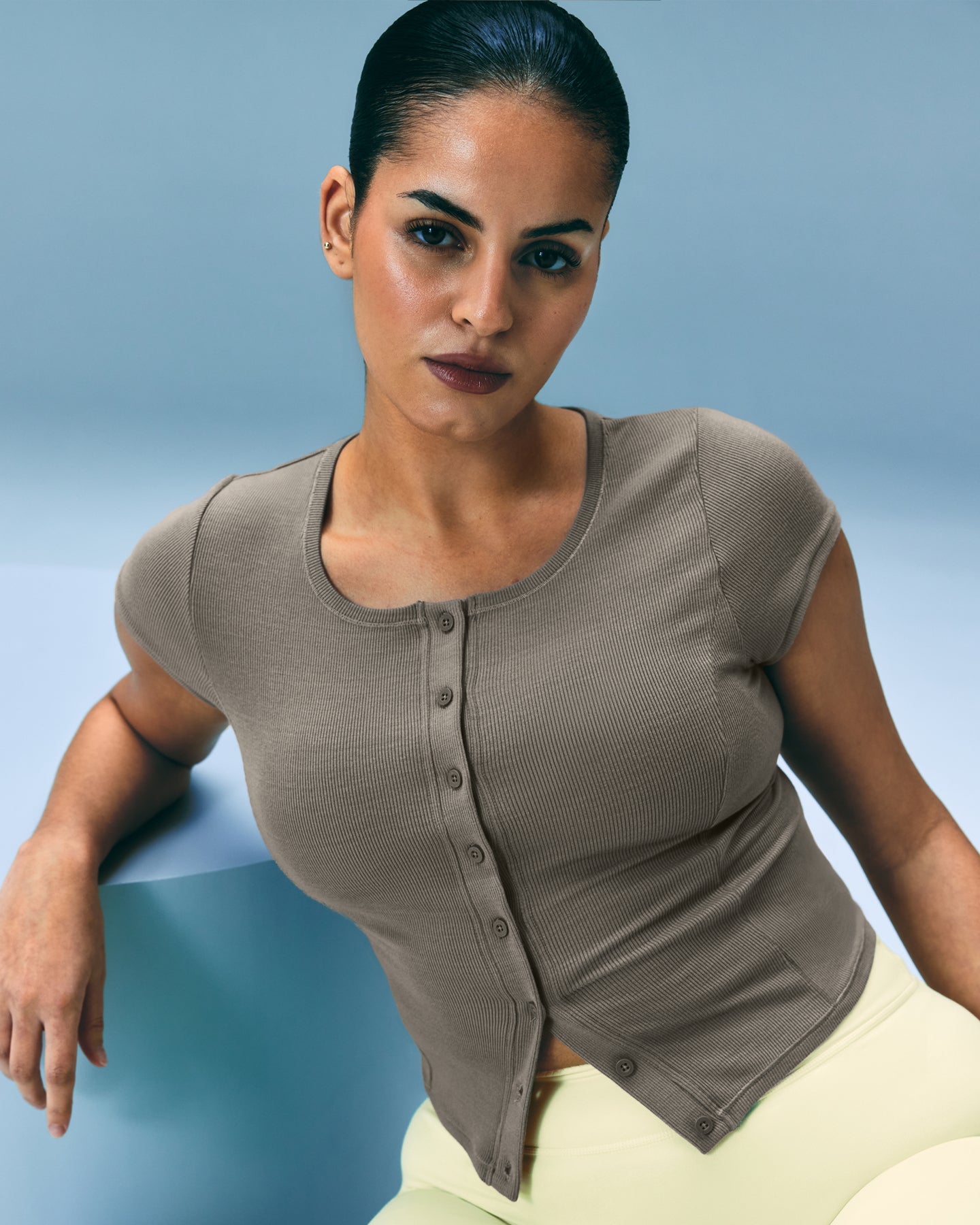 Alternative view of Mellow Rib Mid Short Sleeve Cardigan | Warm Minky
