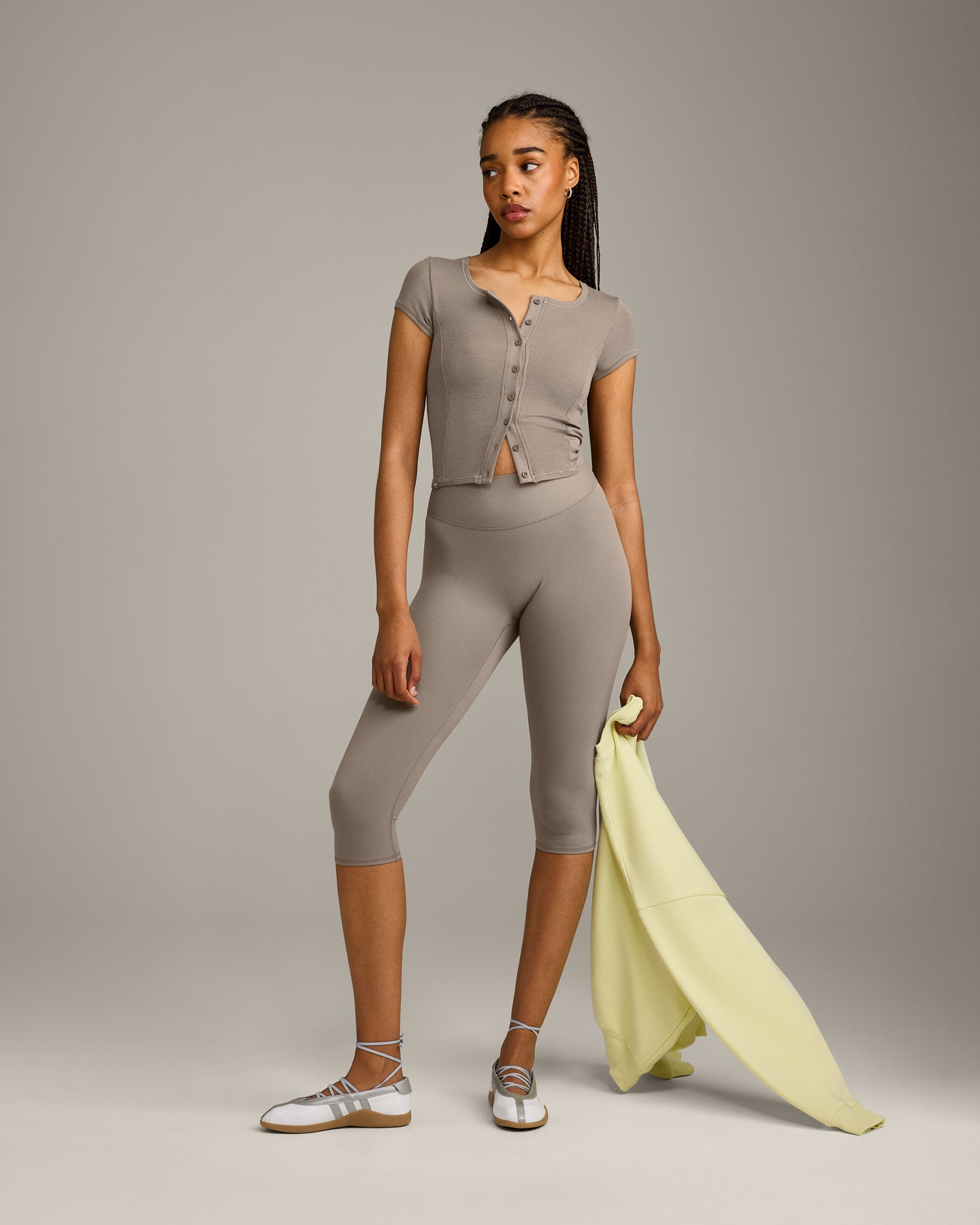 Mellow Rib Mid Short Sleeve Cardigan | Warm Minky - Image 3