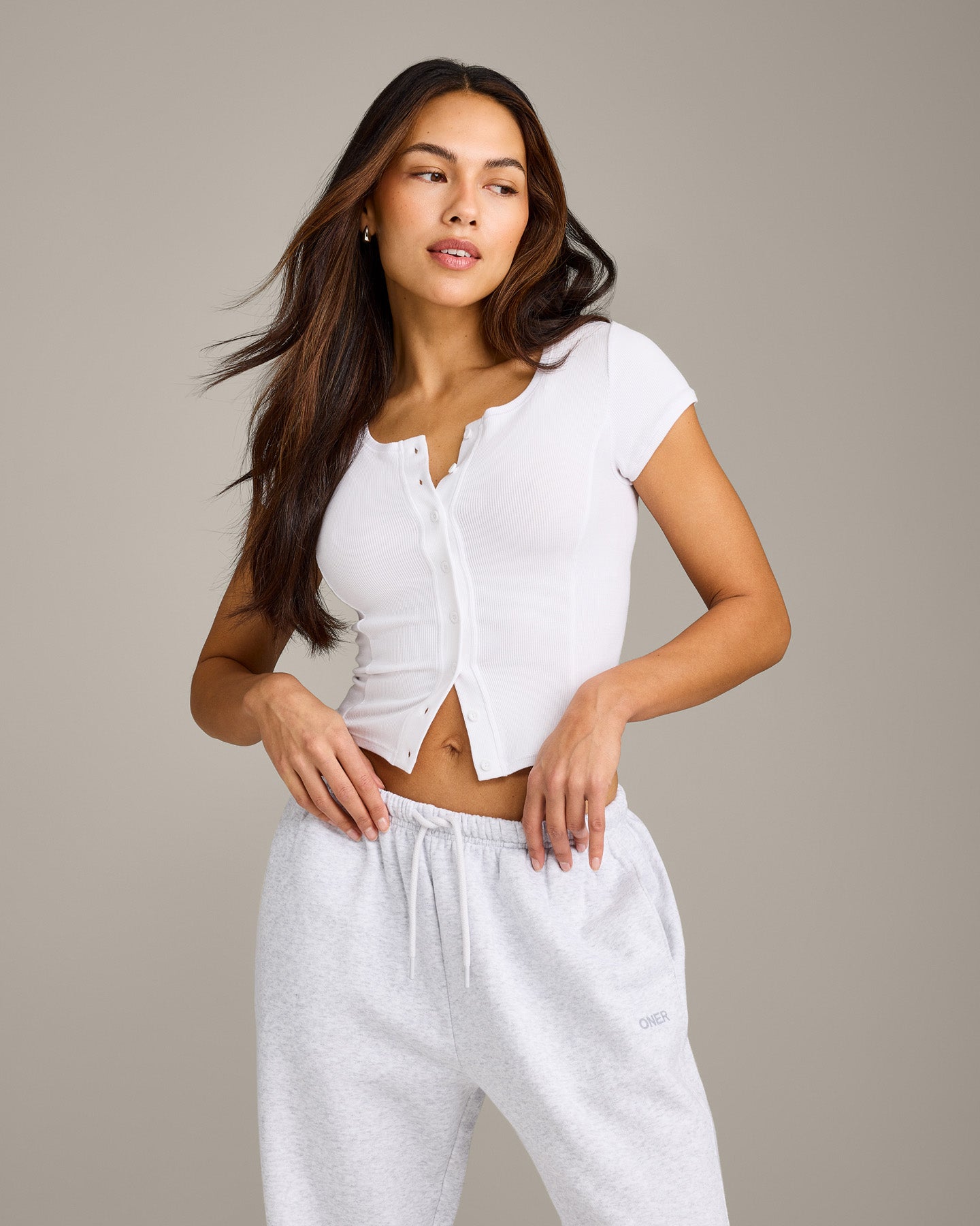 Mellow Rib Mid Short Sleeve Cardigan | White