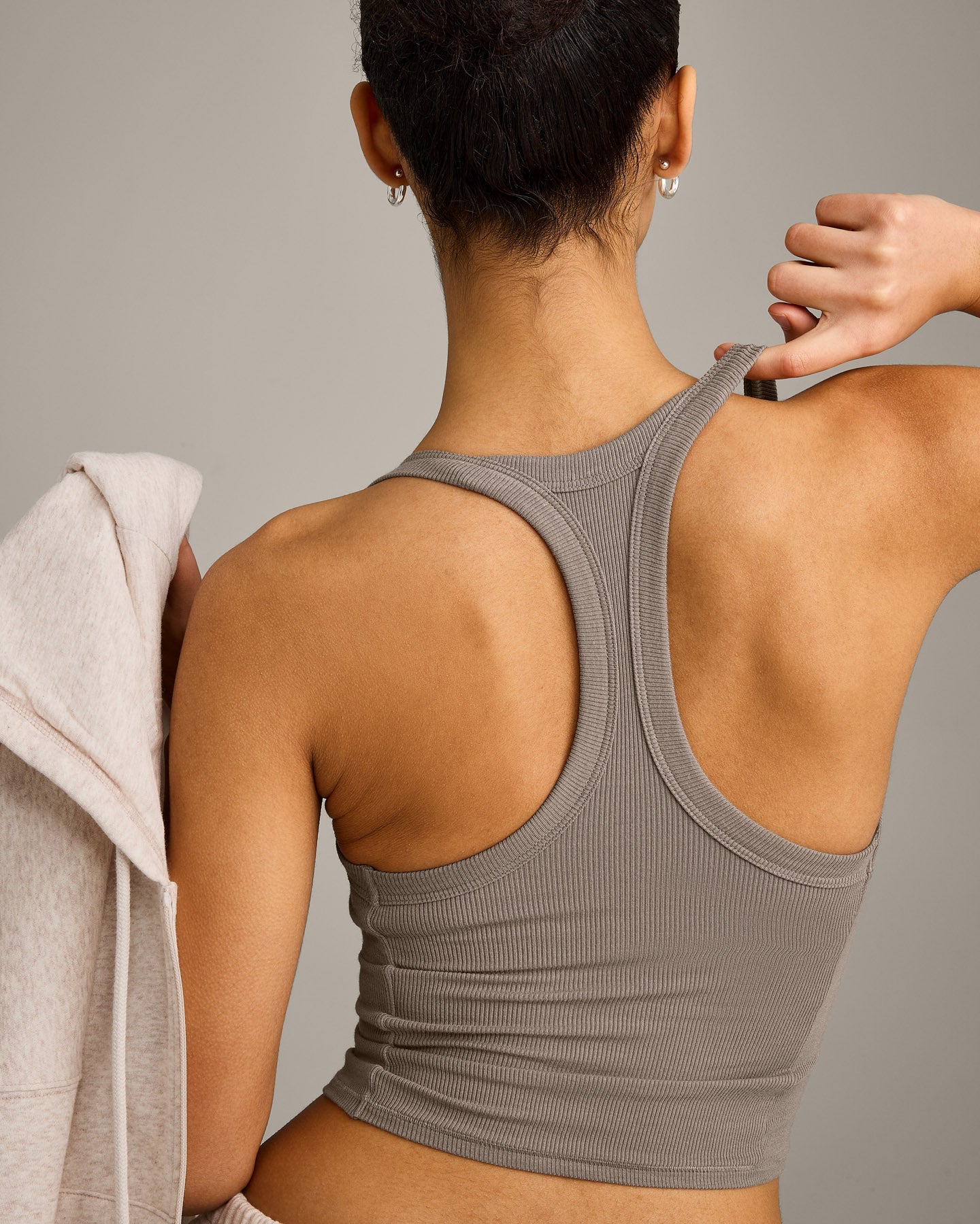 Alternative view of Mellow Rib Racer Back Mid Vest with Built in Bra Shelf | Warm Minky