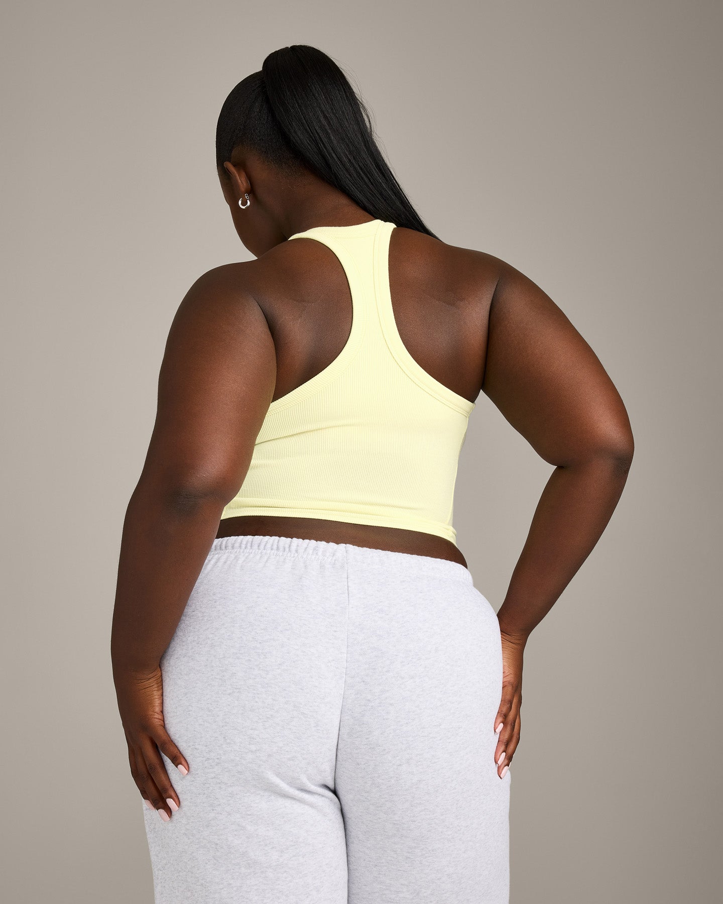 Mellow Rib Racer Back Mid Vest with Built in Bra Shelf | Pastel Yellow - Image 6
