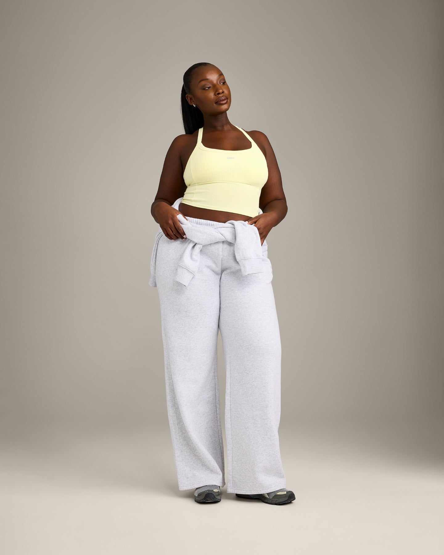Mellow Rib Racer Back Mid Vest with Built in Bra Shelf | Pastel Yellow - Image 3