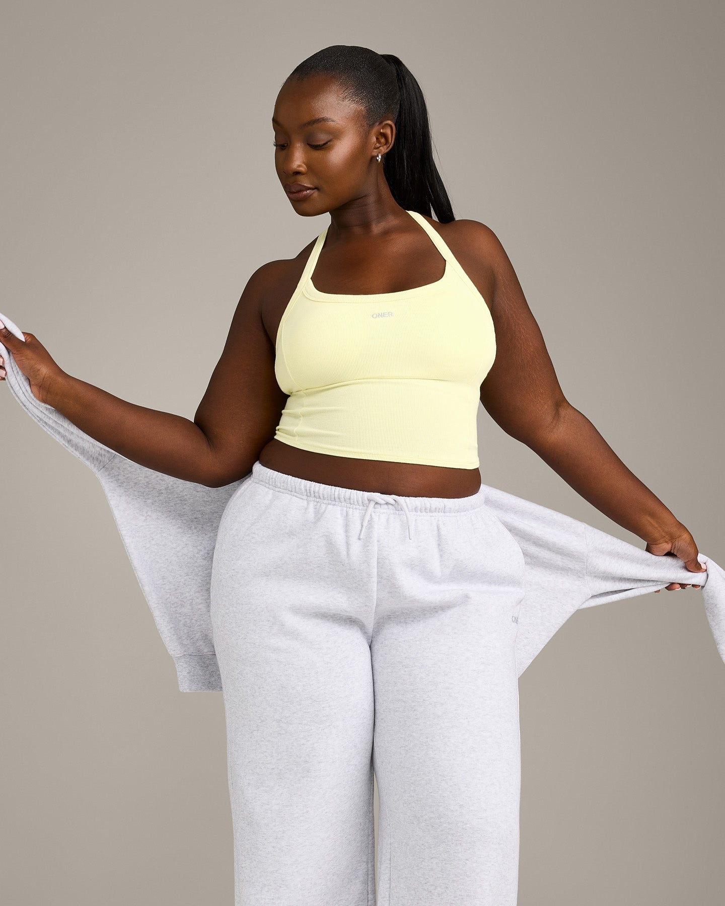 Mellow Rib Racer Back Mid Vest with Built in Bra Shelf | Pastel Yellow - Image 4
