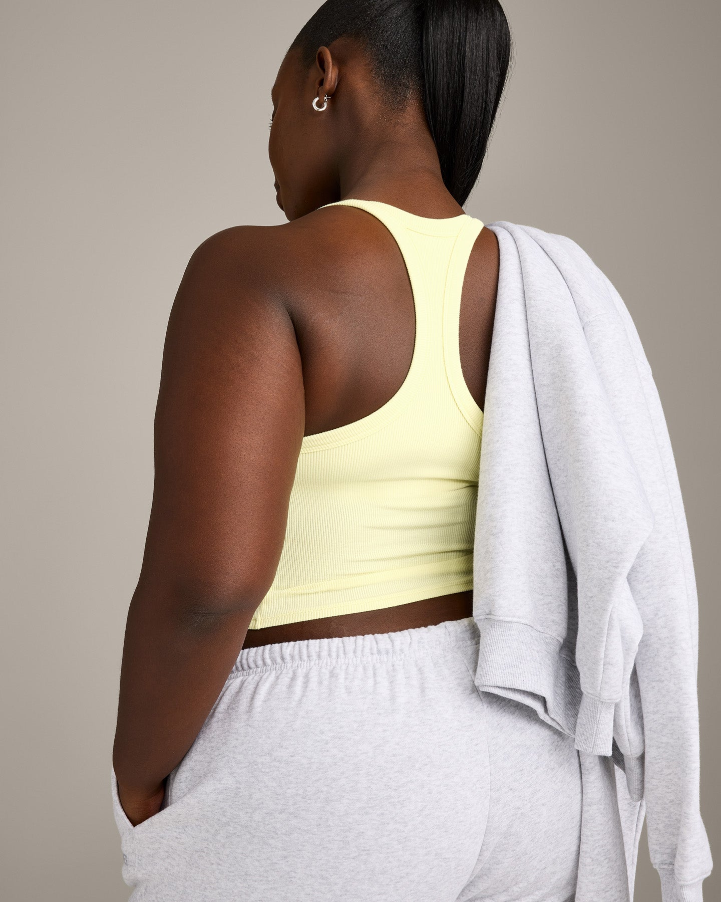 Mellow Rib Racer Back Mid Vest with Built in Bra Shelf | Pastel Yellow - Image 5