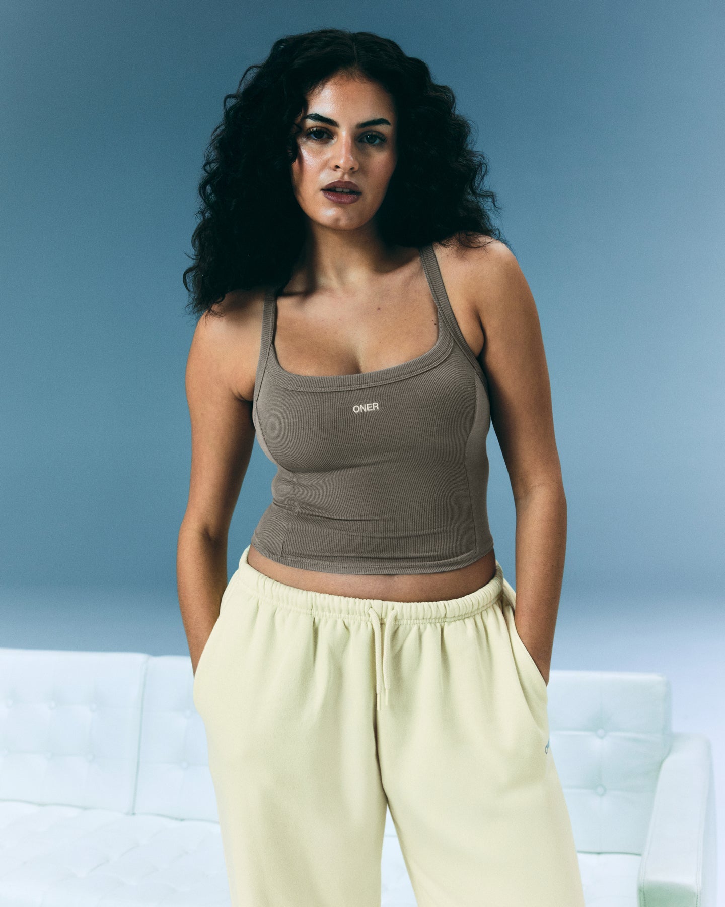 Alternative view of Mellow Rib Racer Back Vest with Built in Bra Shelf | Warm Minky