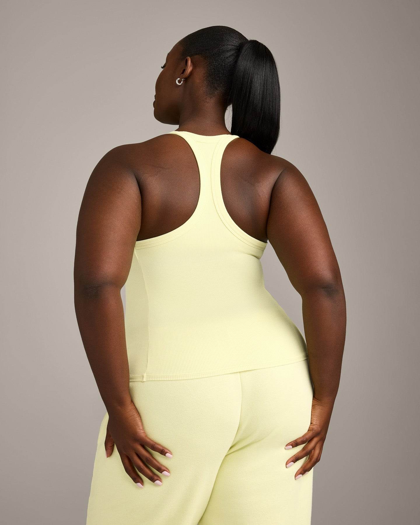 Mellow Rib Racer Back Vest with Built in Bra Shelf | Pastel Yellow - Image 5