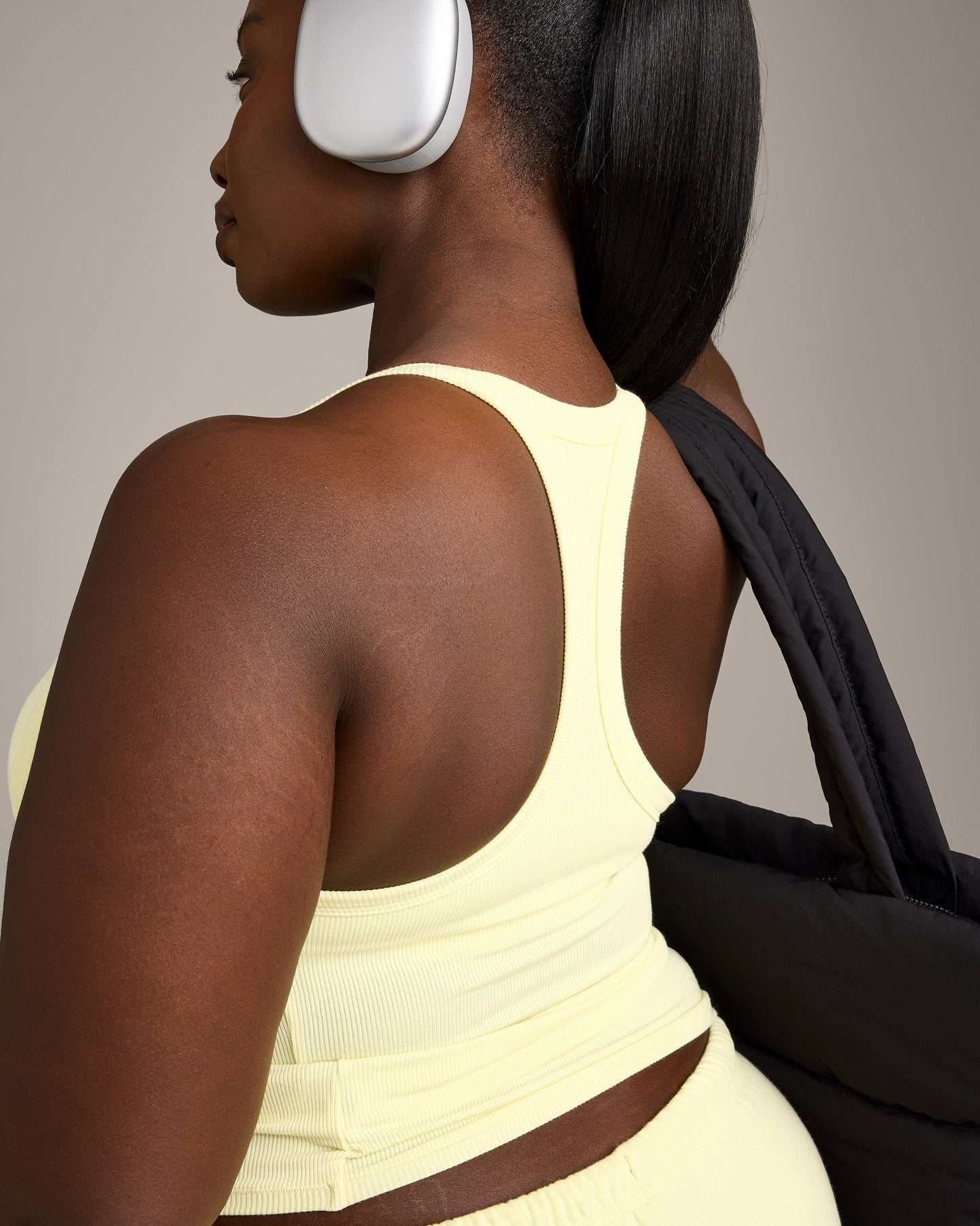 Mellow Rib Racer Back Vest with Built in Bra Shelf | Pastel Yellow - Image 4