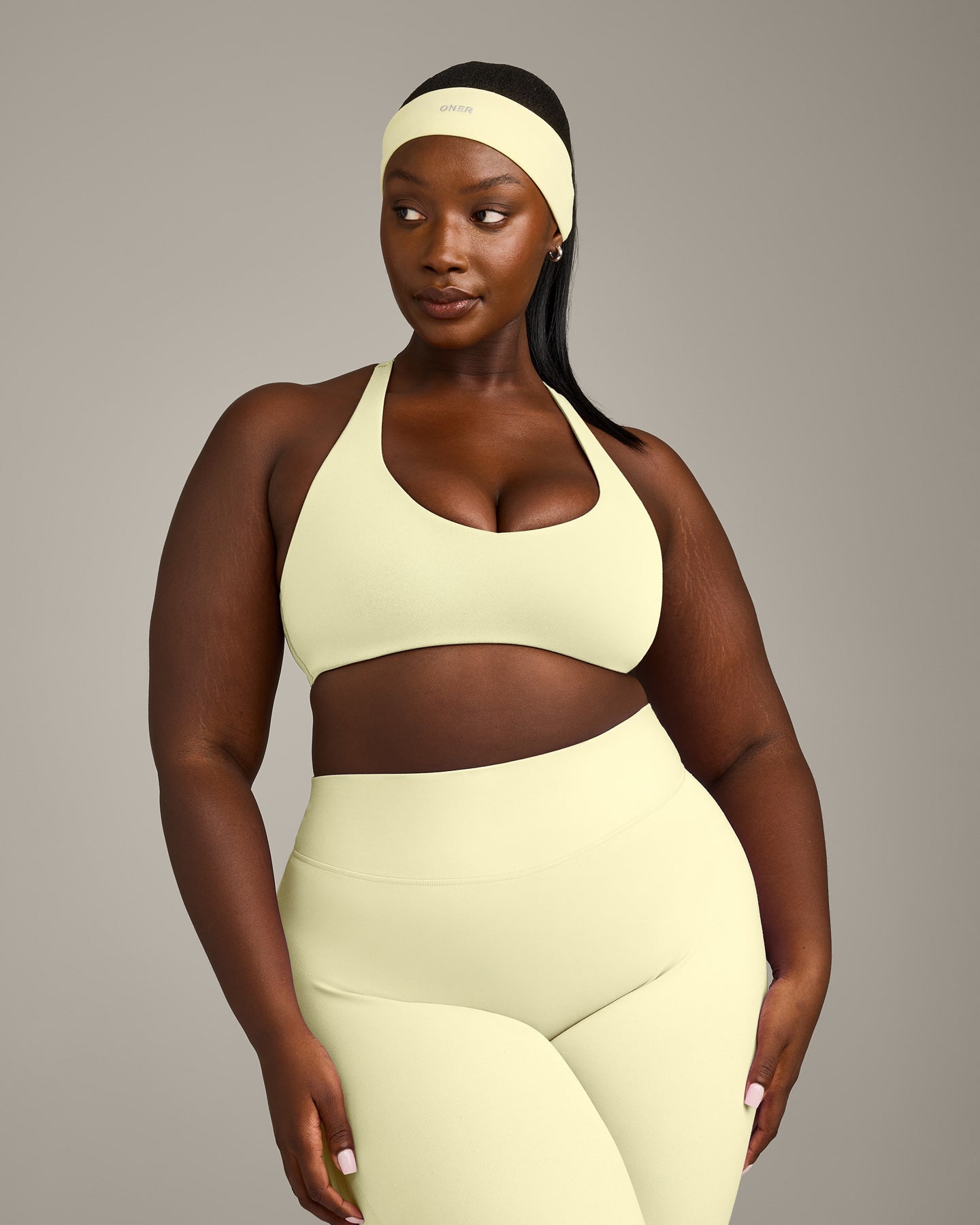SoftMotion Bralette with Grey Logo | Pastel Yellow