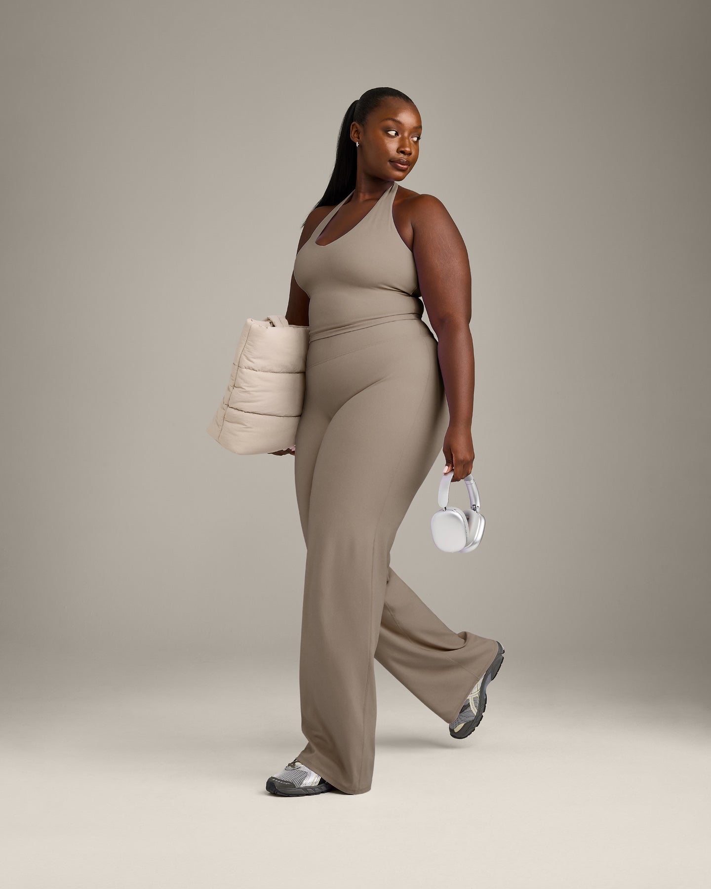 SoftMotion Halter Neck Mid Vest with Built in Bra Shelf with Grey Logo | Minky - Image 3