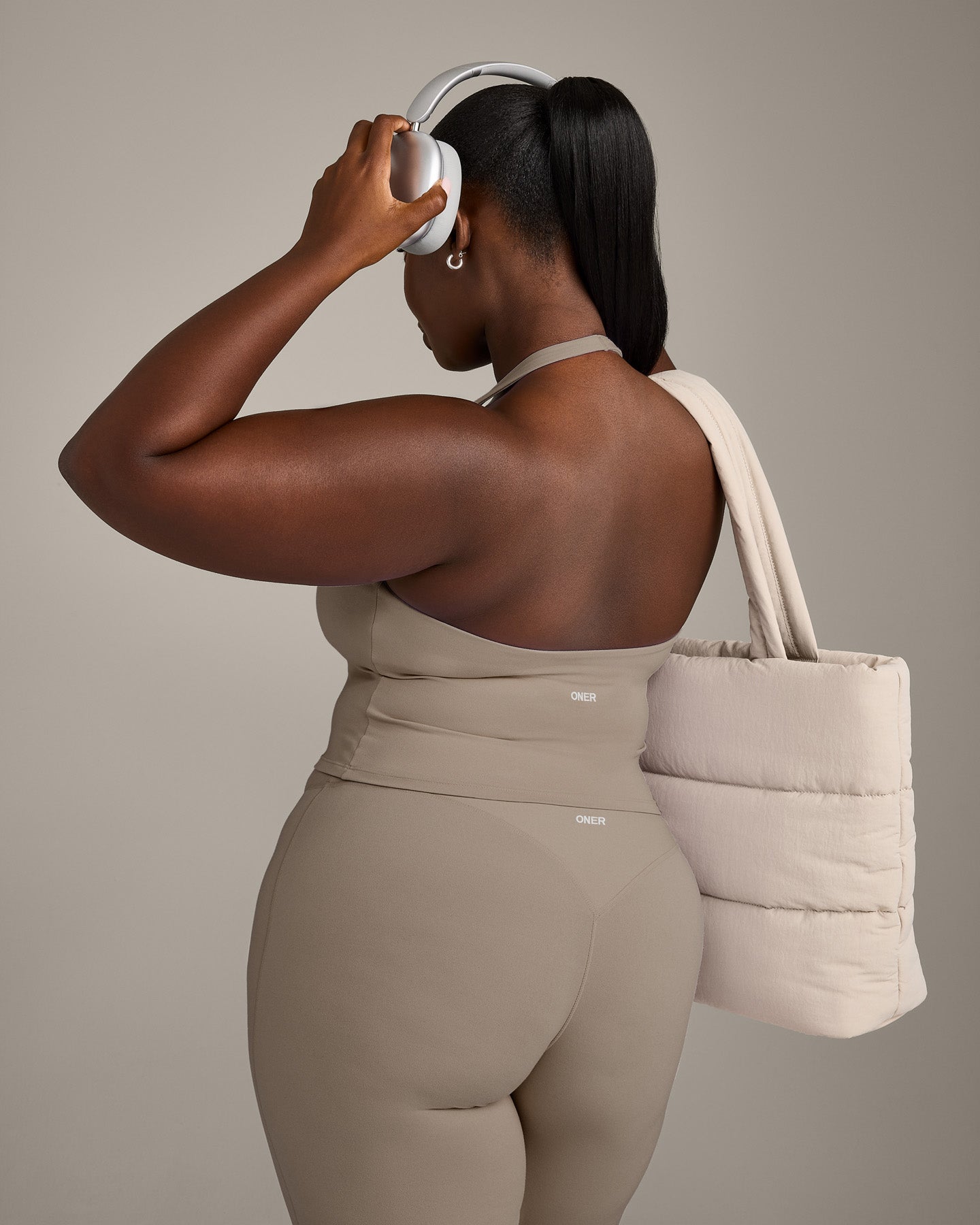 Alternative view of SoftMotion Halter Neck Mid Vest with Built in Bra Shelf with Grey Logo | Minky