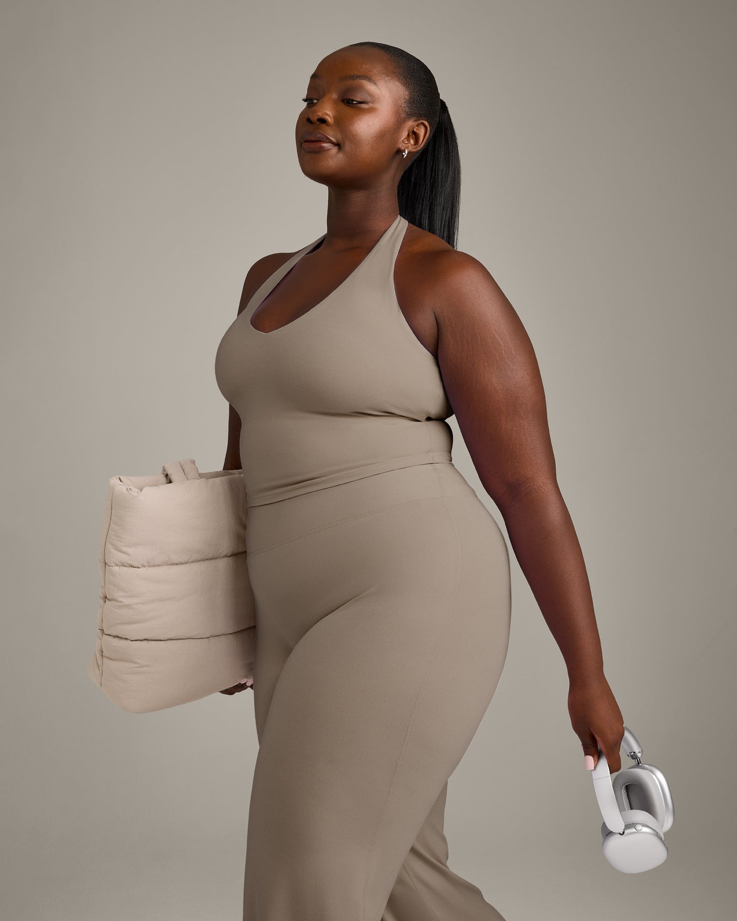 SoftMotion Halter Neck Mid Vest with Built in Bra Shelf with Grey Logo | Minky - Image 5