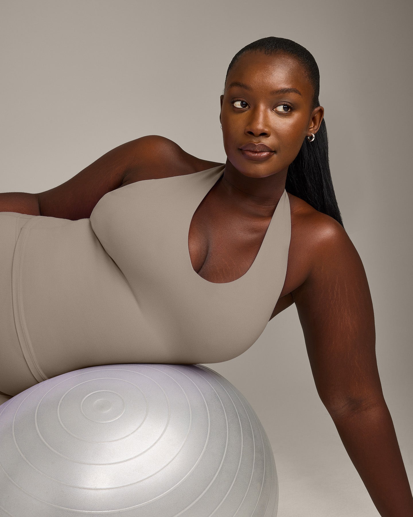Alternative view of SoftMotion Halter Neck Vest with Built in Bra Shelf with Grey Logo | Minky