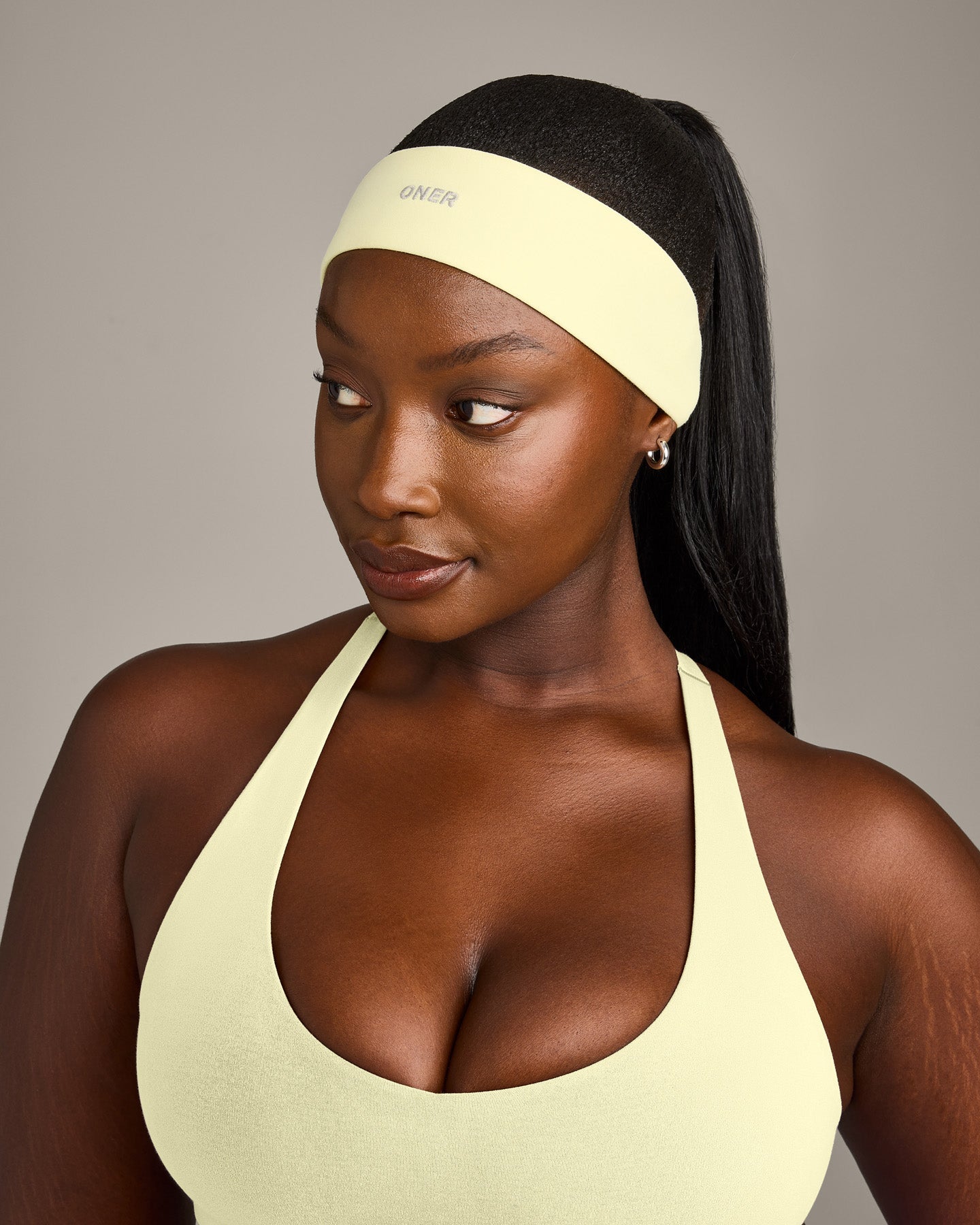 SoftMotion Headband with Grey Logo | Pastel Yellow