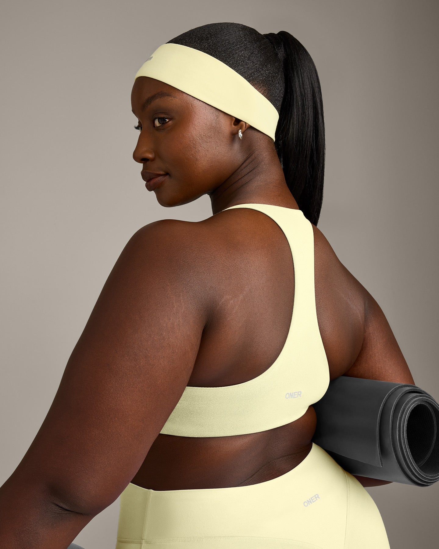 SoftMotion Headband with Grey Logo | Pastel Yellow - Image 4