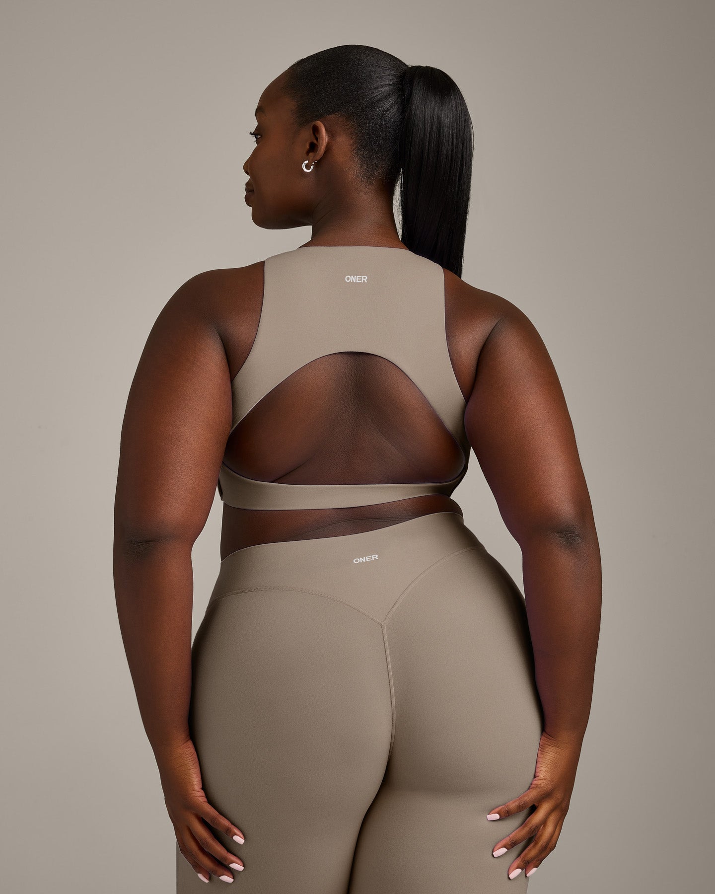 Alternative view of SoftMotion High Neck Sports Bra with Grey Logo | Minky