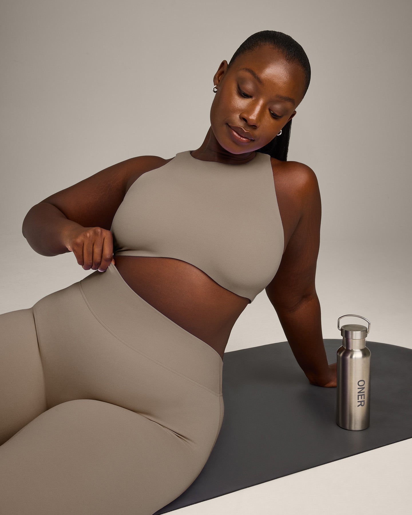 SoftMotion High Neck Sports Bra with Grey Logo | Minky - Image 5