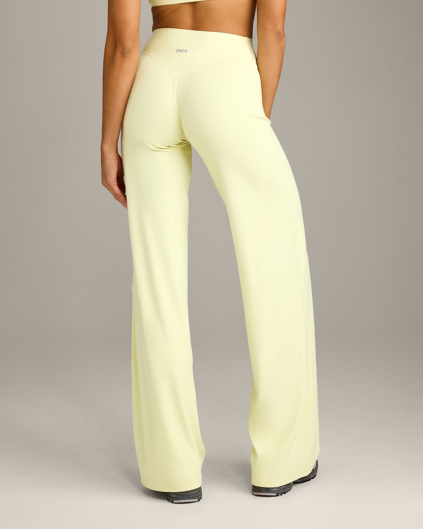 SoftMotion Straight Leg Bottoms with Grey Logo | Pastel Yellow
