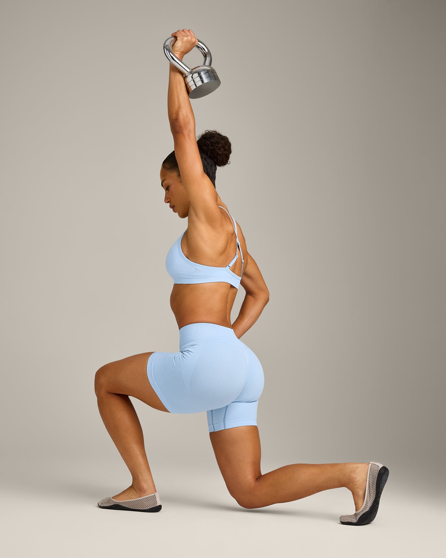 EnhanceLift Seamless Shorts with Grey Logo | Powdered Blue - Image 3