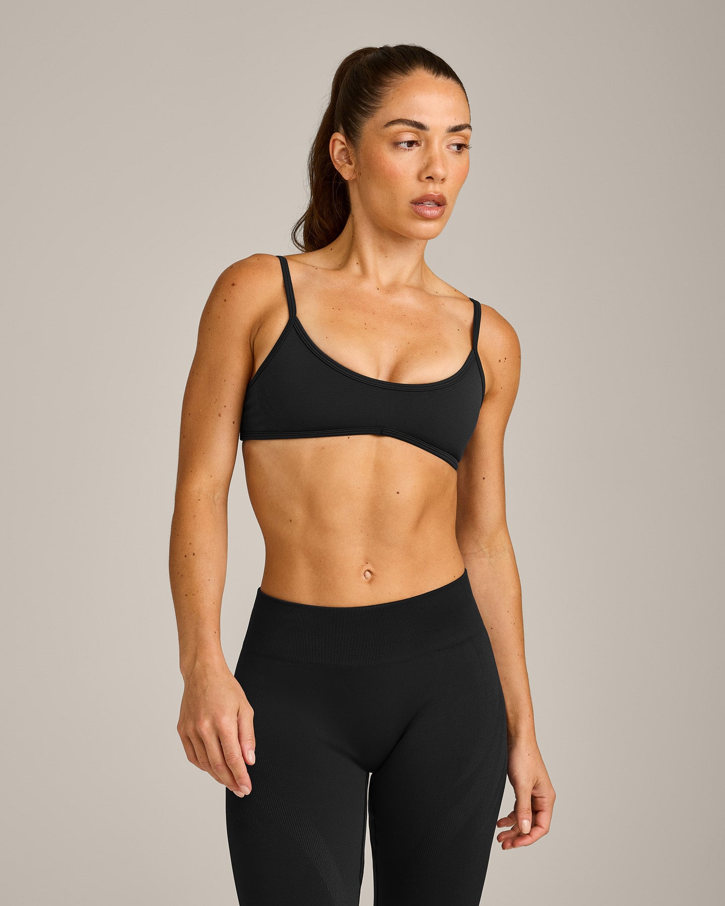 EnhanceLift Seamless Minimal Bralette with Grey Logo | Black