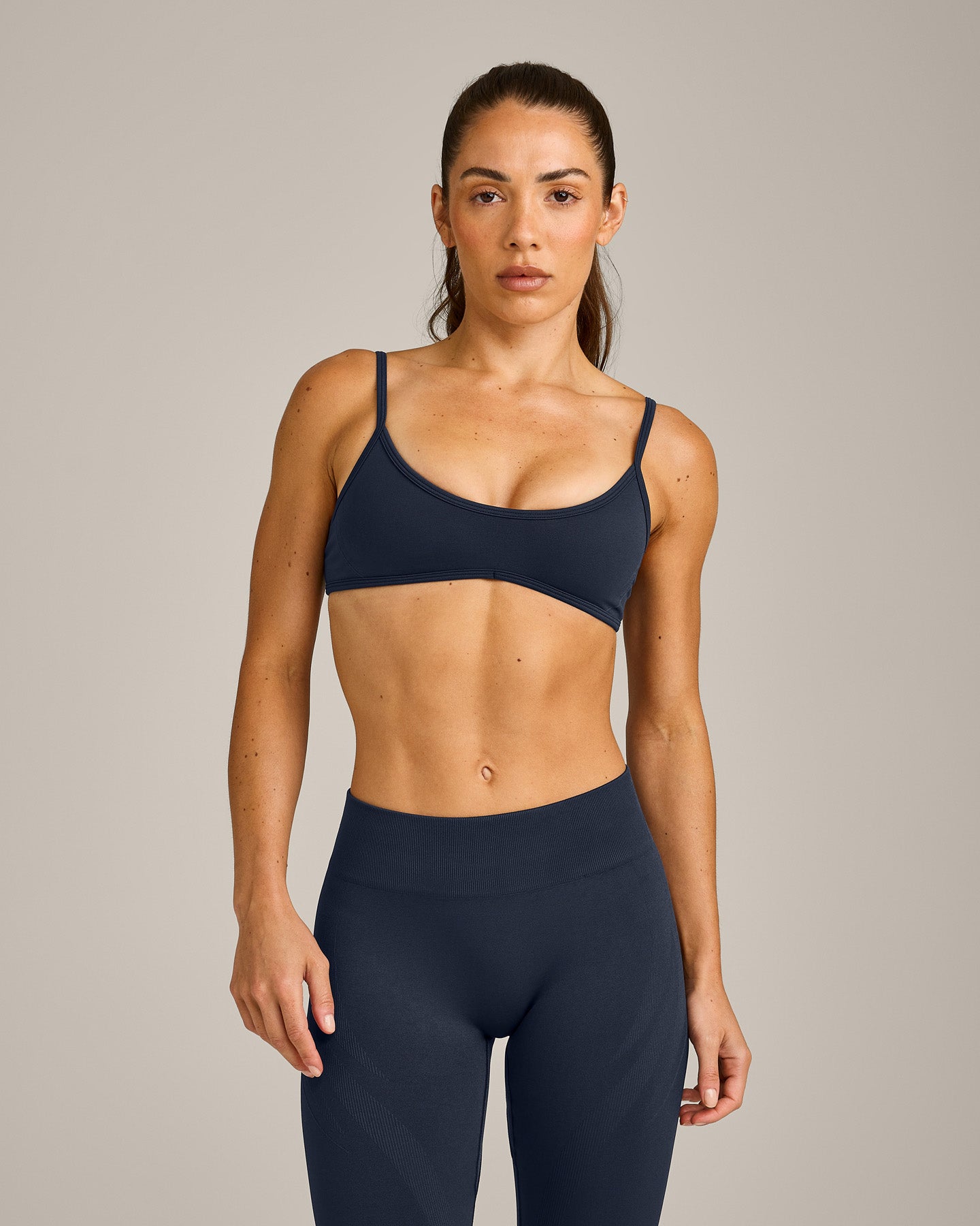 EnhanceLift Seamless Minimal Bralette with Grey Logo | True Blue