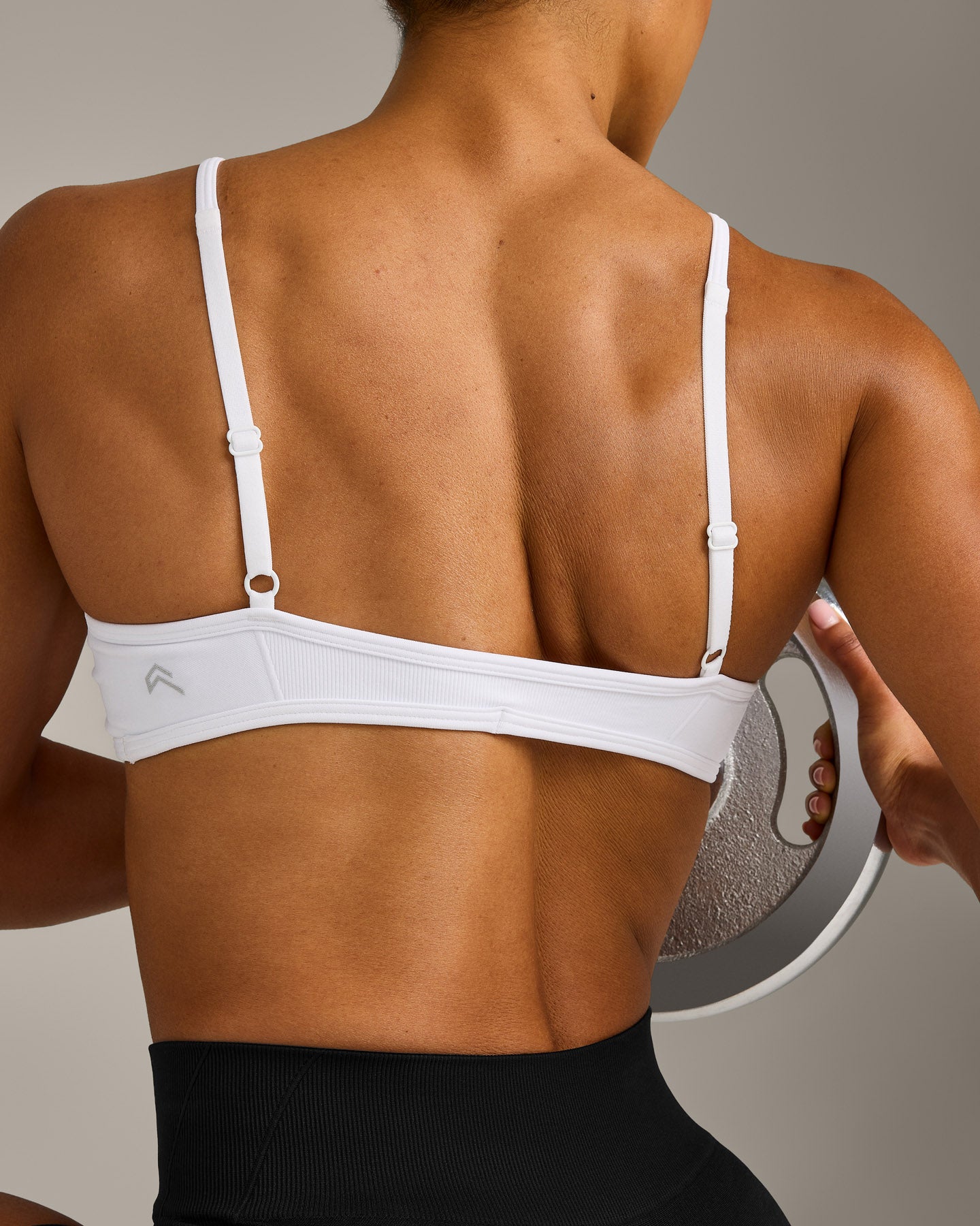 Alternative view of EnhanceLift Seamless Minimal Bralette with Grey Logo | White