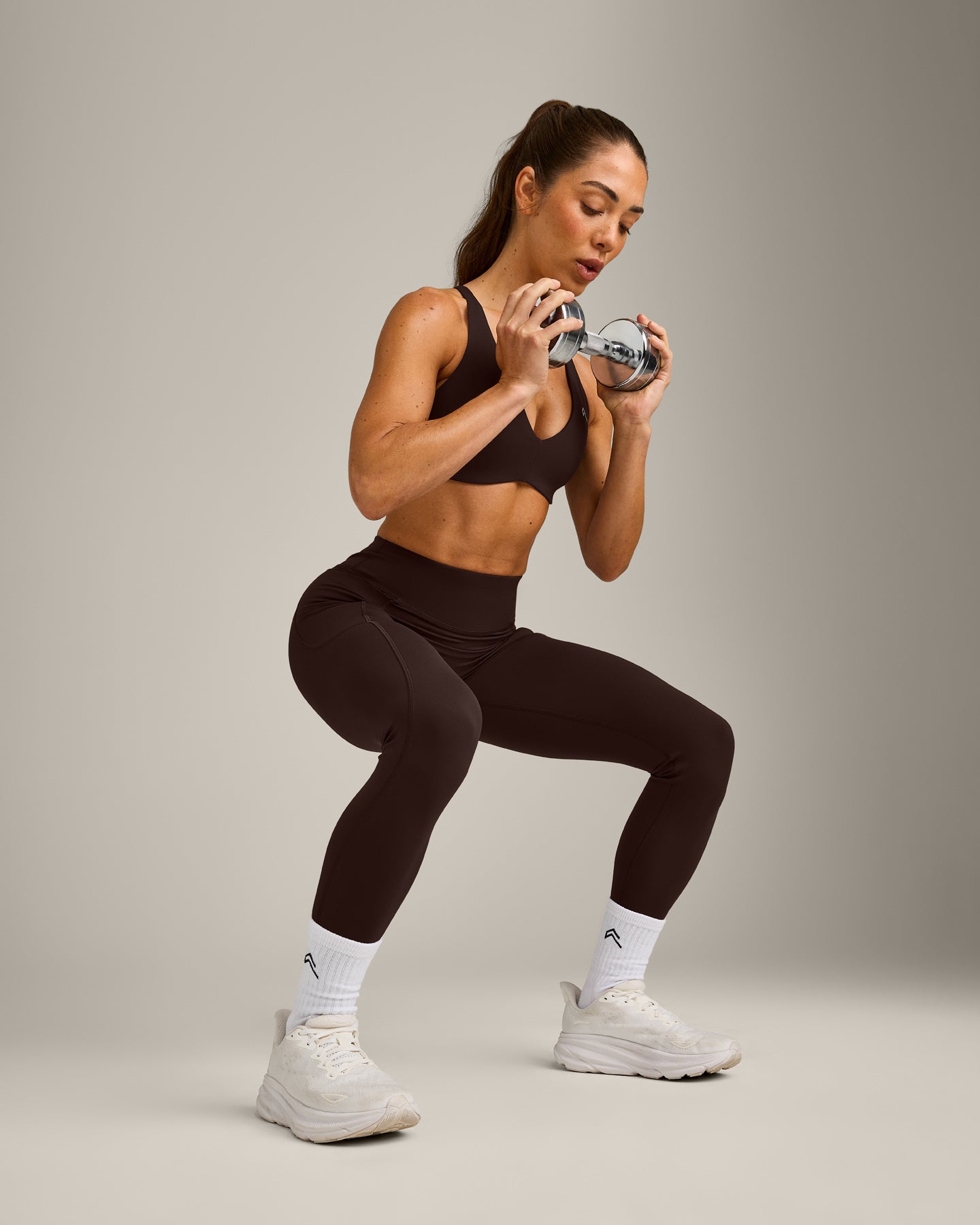 UnifiedMove Cross Back Sports Bra with Reflective Logo | 70% Cocoa - Image 5