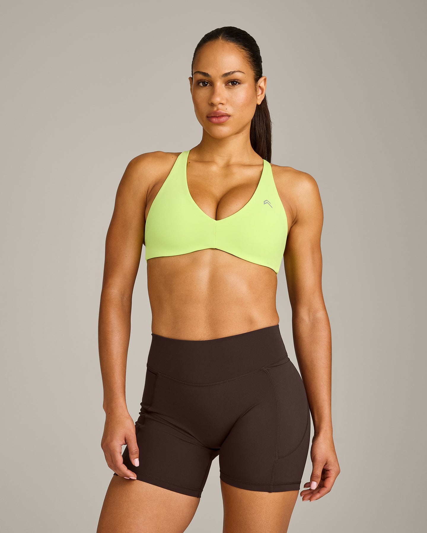 UnifiedMove Cross Back Sports Bra with Reflective Logo | Citrus Green