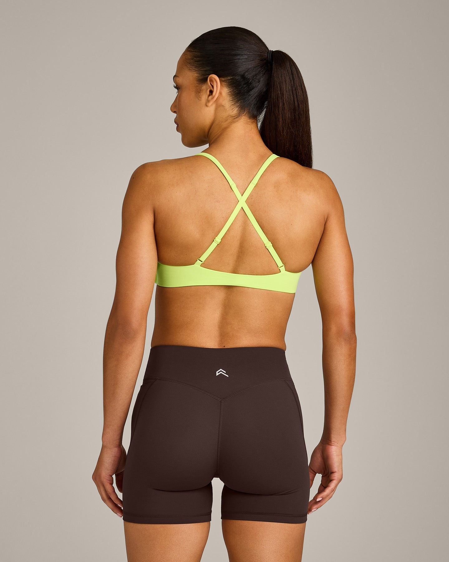 Alternative view of UnifiedMove Cross Back Sports Bra with Reflective Logo | Citrus Green
