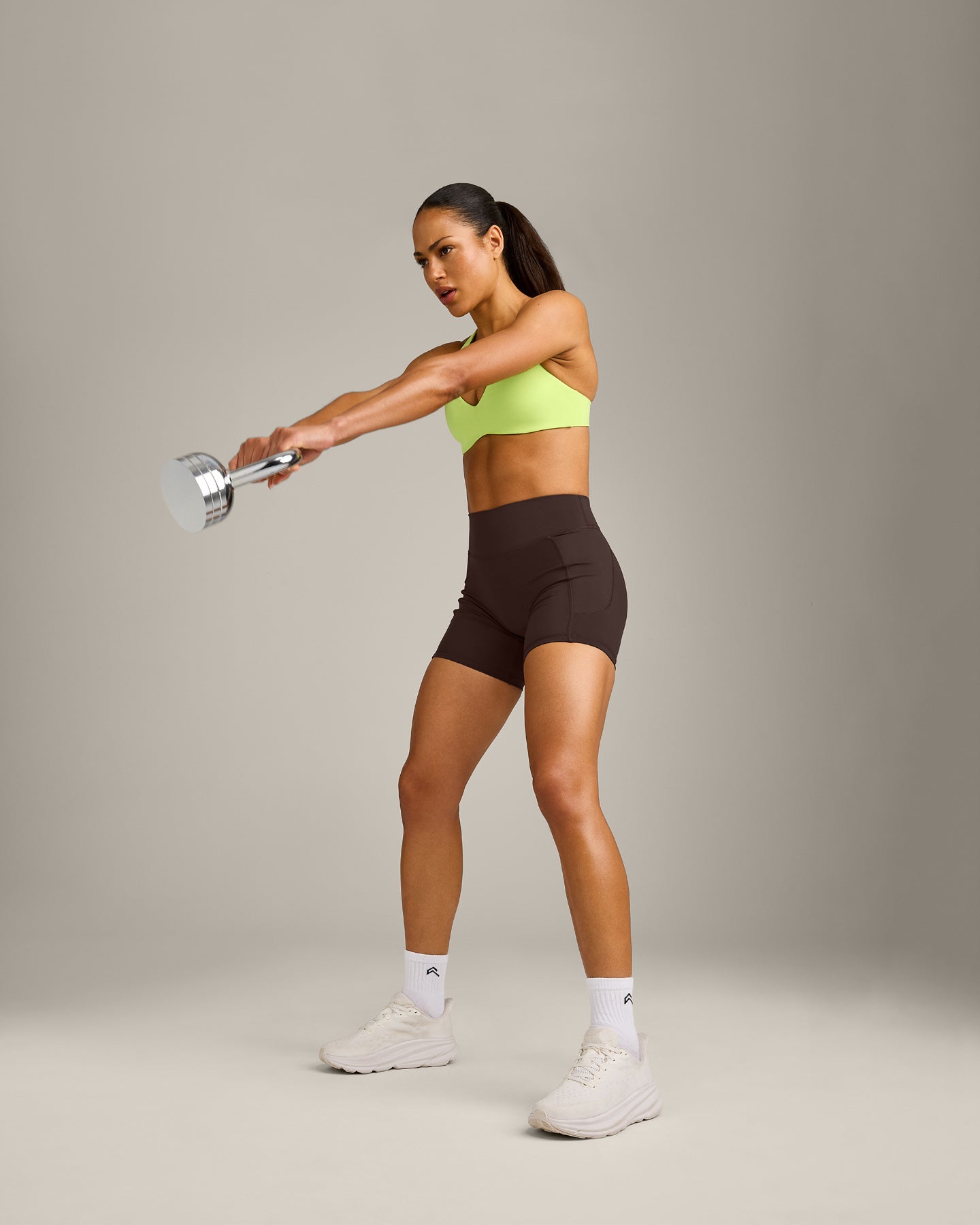 UnifiedMove Cross Back Sports Bra with Reflective Logo | Citrus Green - Image 3