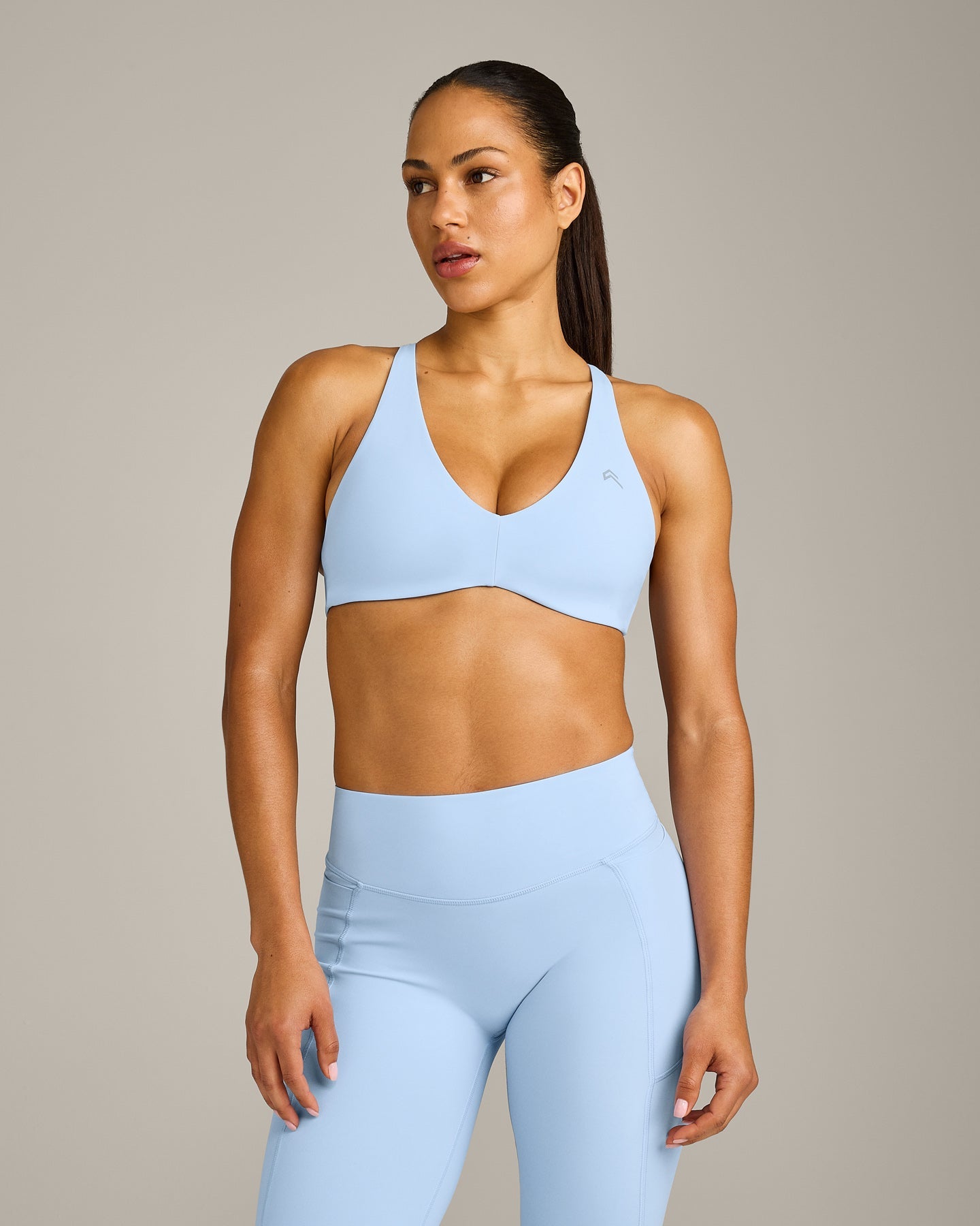 UnifiedMove Cross Back Sports Bra with Reflective Logo | Powdered Blue