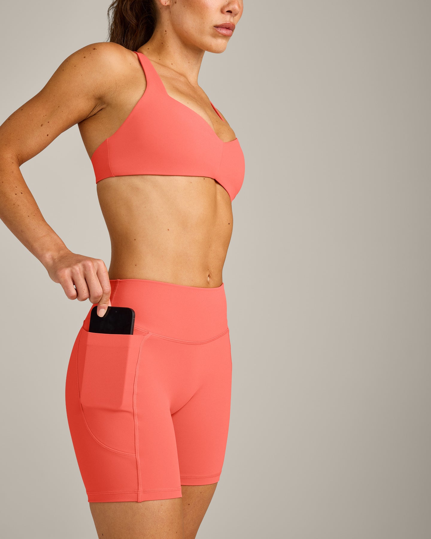 Alternative view of UnifiedMove Pocket Shorts 6" with Bonding with Reflective Logo | Light Charged Coral