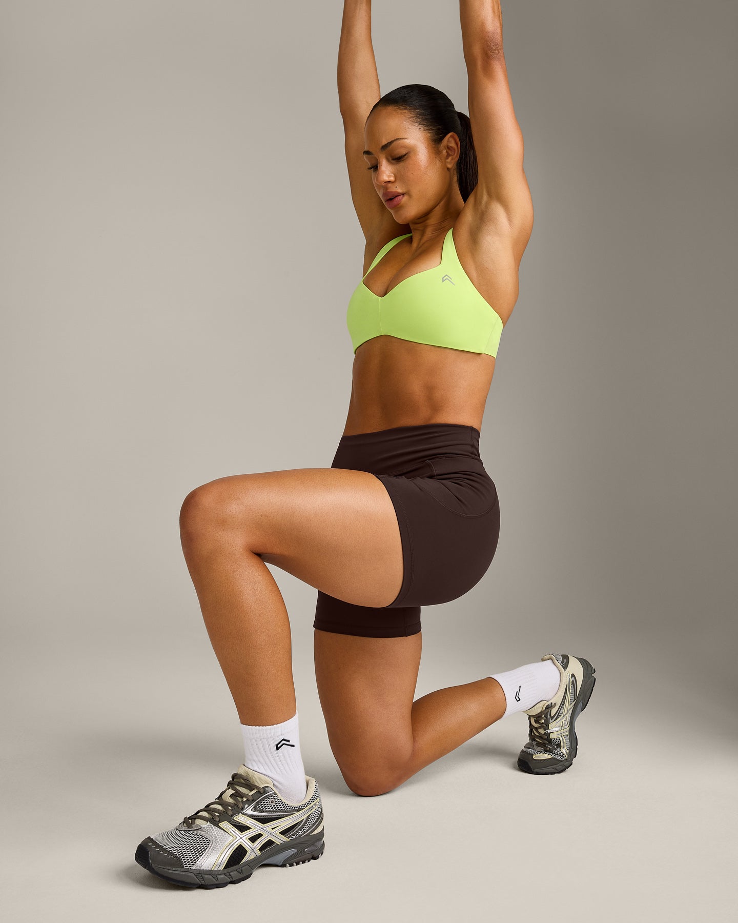 UnifiedMove T Back Minimal Bralette with Reflective Logo | Citrus Green - Image 5