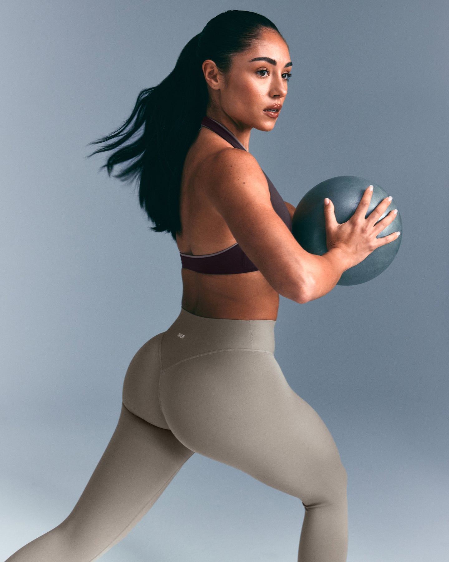 Alternative view of SoftMotion High Waisted Leggings with White Logo | Warm Sand