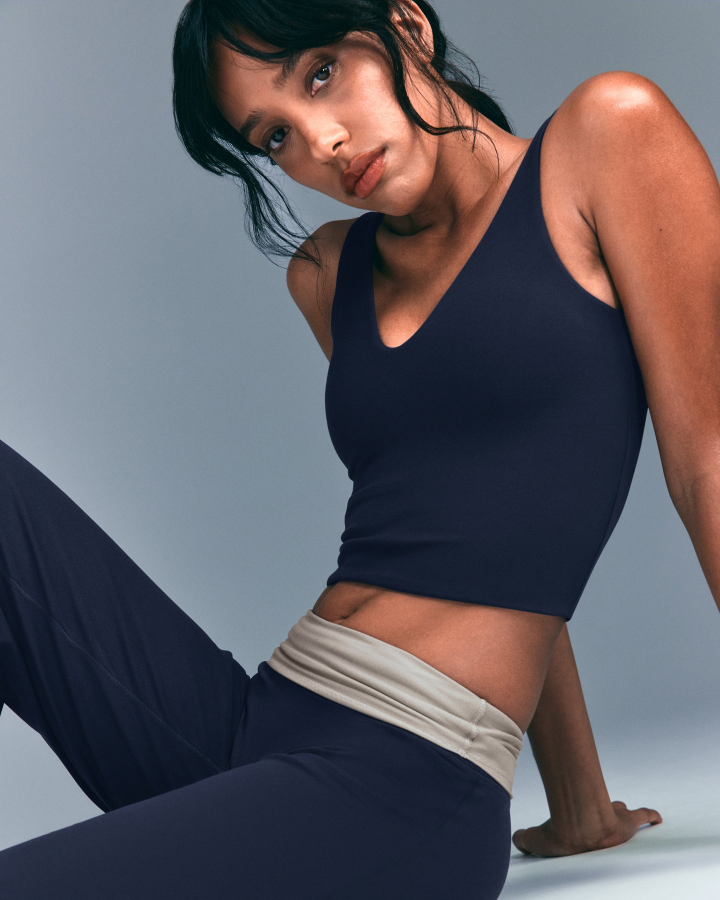 Alternative view of SoftMotion Scoop Neck Vest with Grey Logo | True Blue