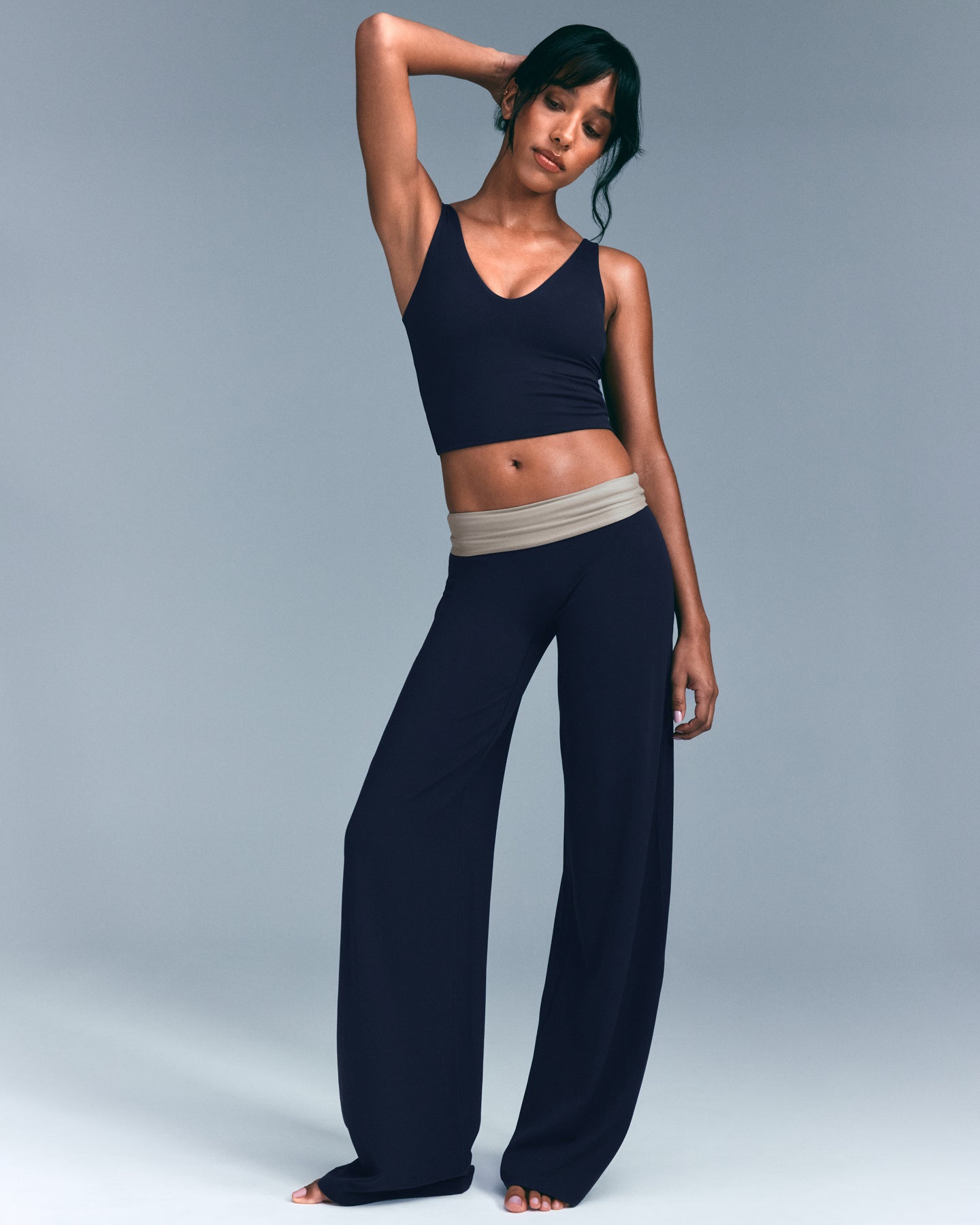 Alternative view of SoftMotion Straight Leg Bottoms with Grey Logo | True Blue