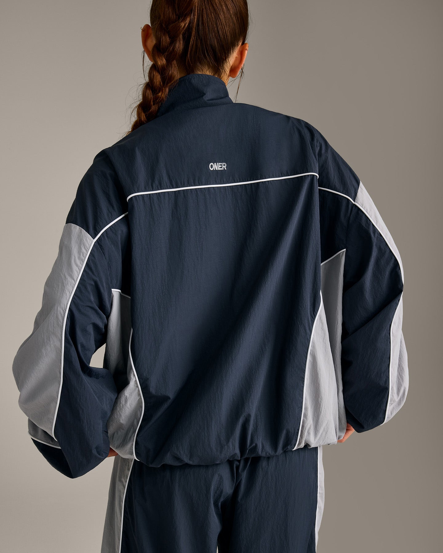 Alternative view of Oversized Contrast Piped Woven Track Jacket | True Blue