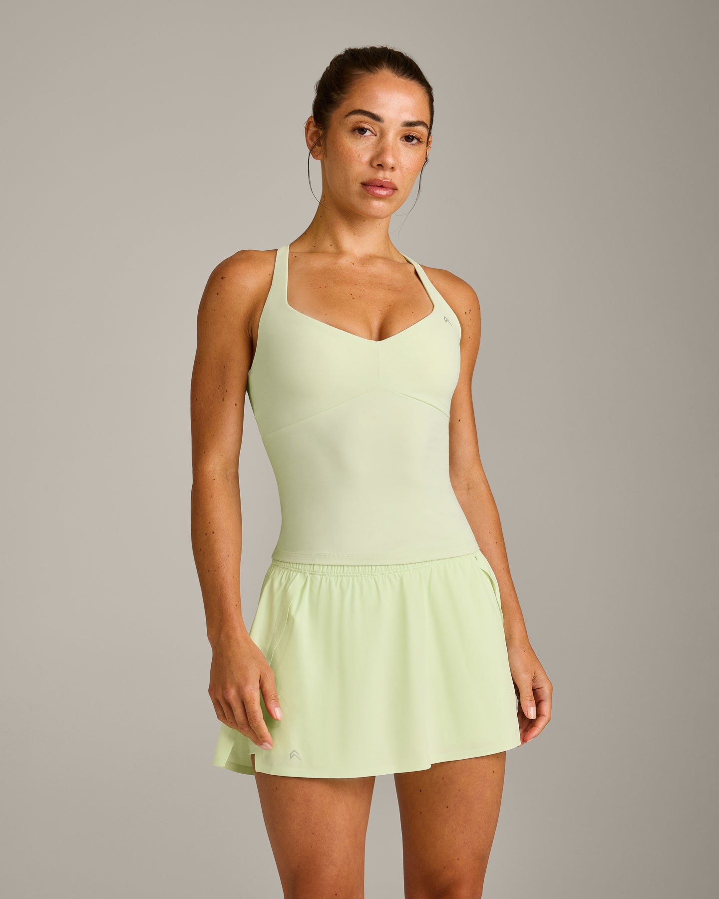 UnifiedMove T Back Mid Vest with Built in Bra Shelf New Branding | Meadow Mist Green